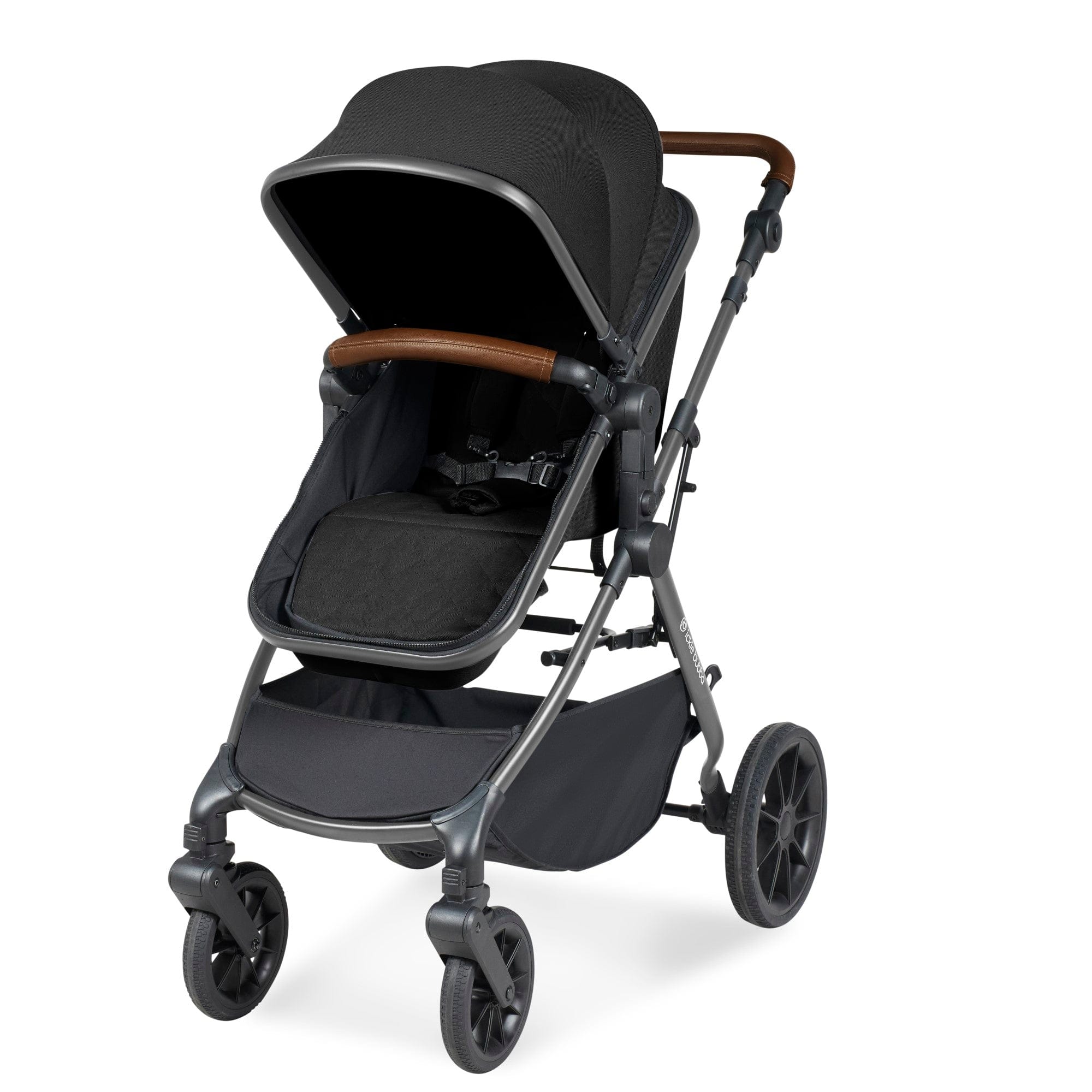 Ickle Bubba Cosmo 6 Piece Pram - Gunmetal / Black / Tan - Image 4