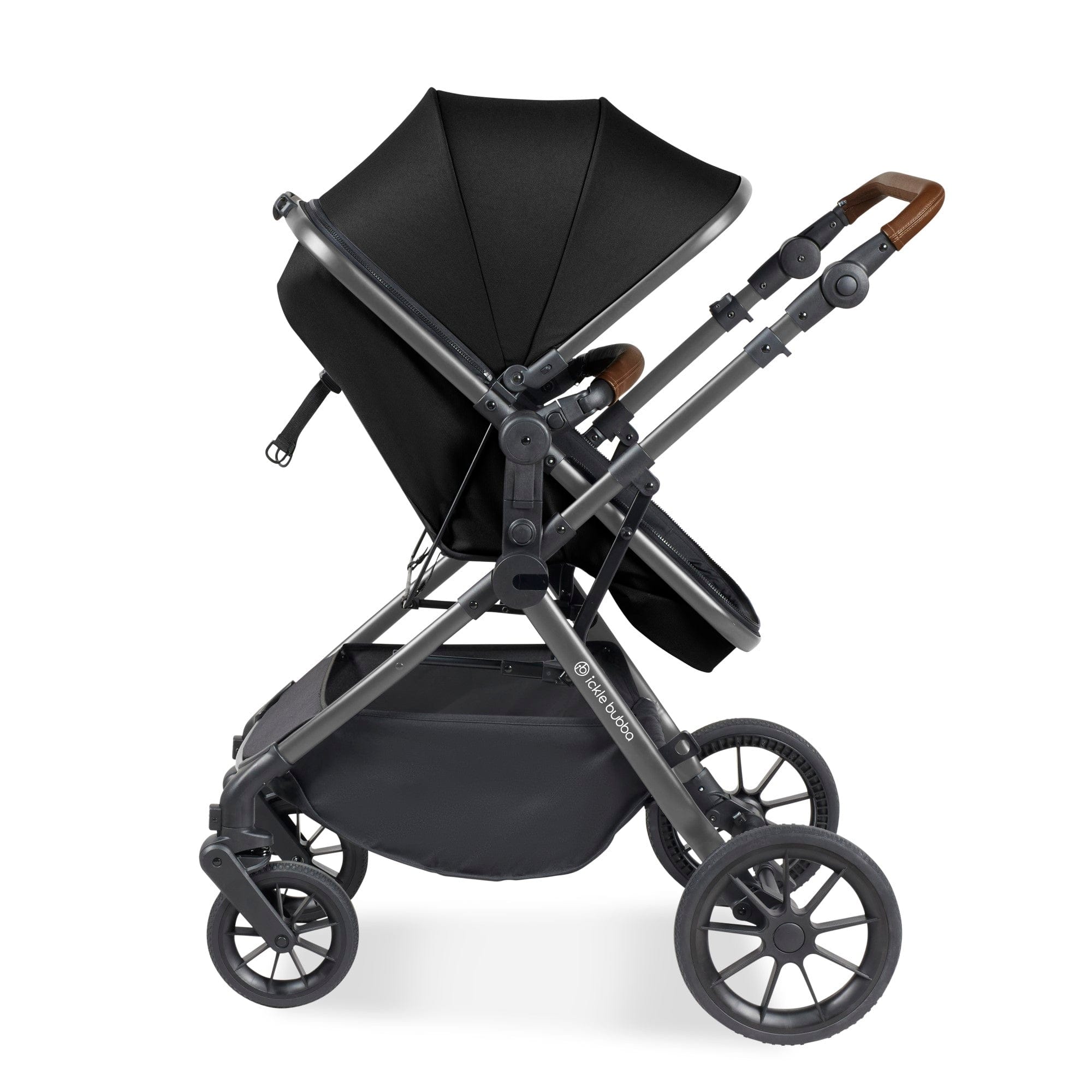 Ickle Bubba Cosmo 6 Piece Pram - Gunmetal / Black / Tan - Image 7