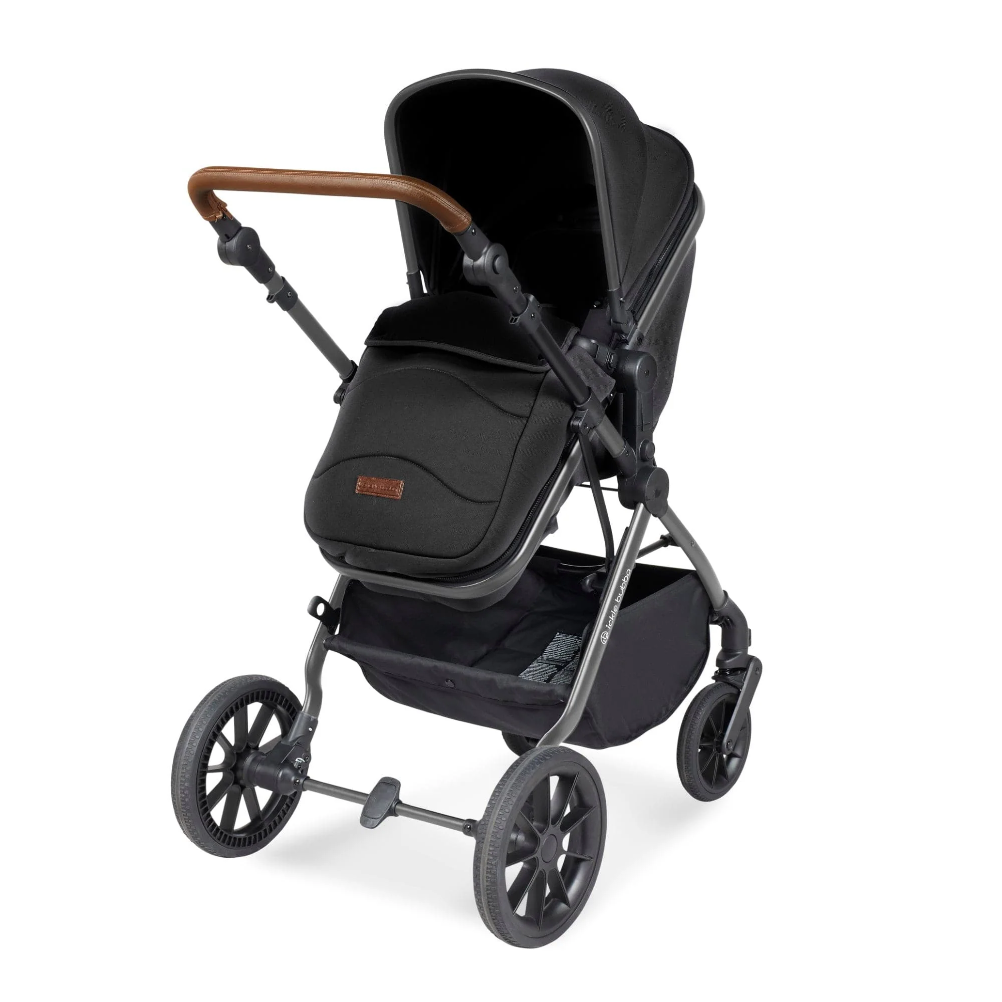 Ickle Bubba Cosmo 6 Piece Pram - Gunmetal / Black / Tan - Image 9