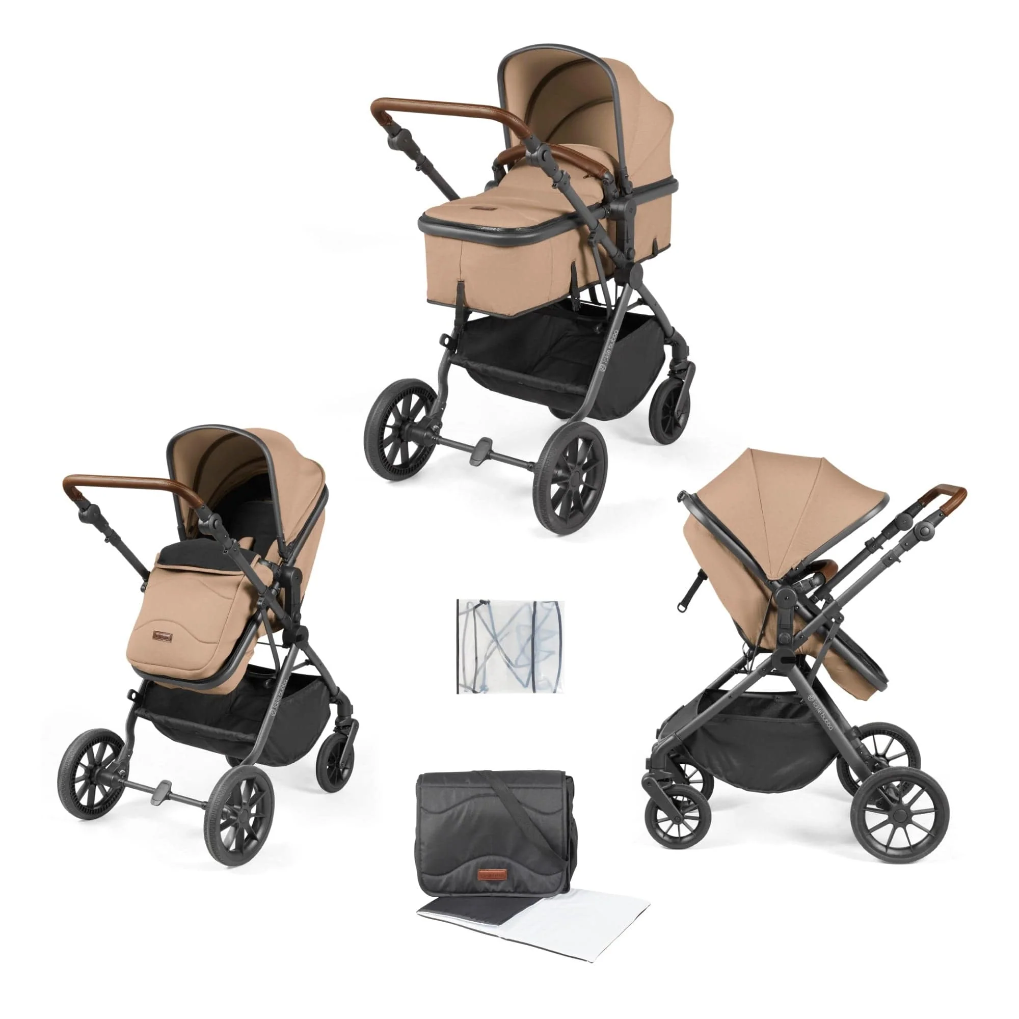 Ickle Bubba Cosmo 6 Piece Pram - Gunmetal / Desert / Tan - Image 2