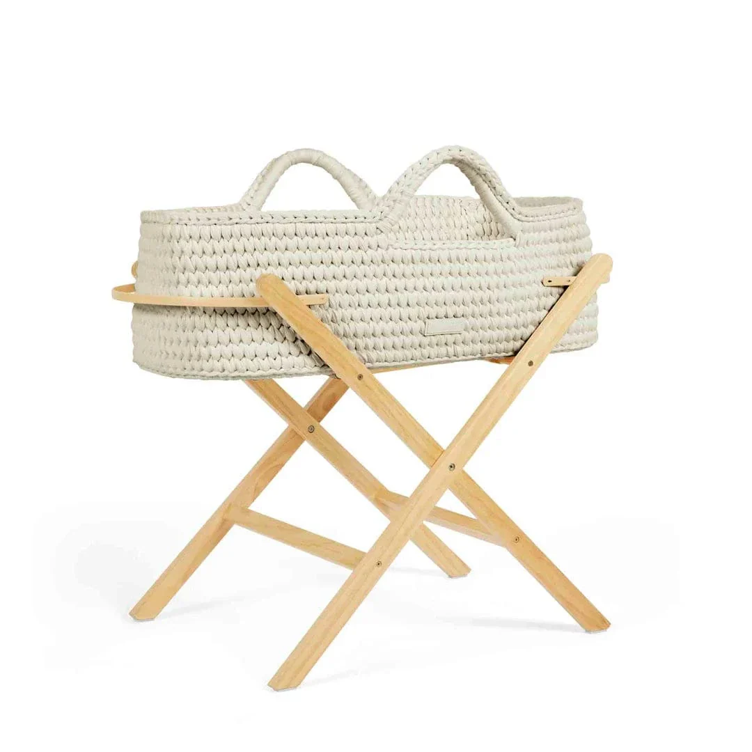 Ickle Bubba Nova Moses Basket & Stand - Cloud / Pine - Image 2