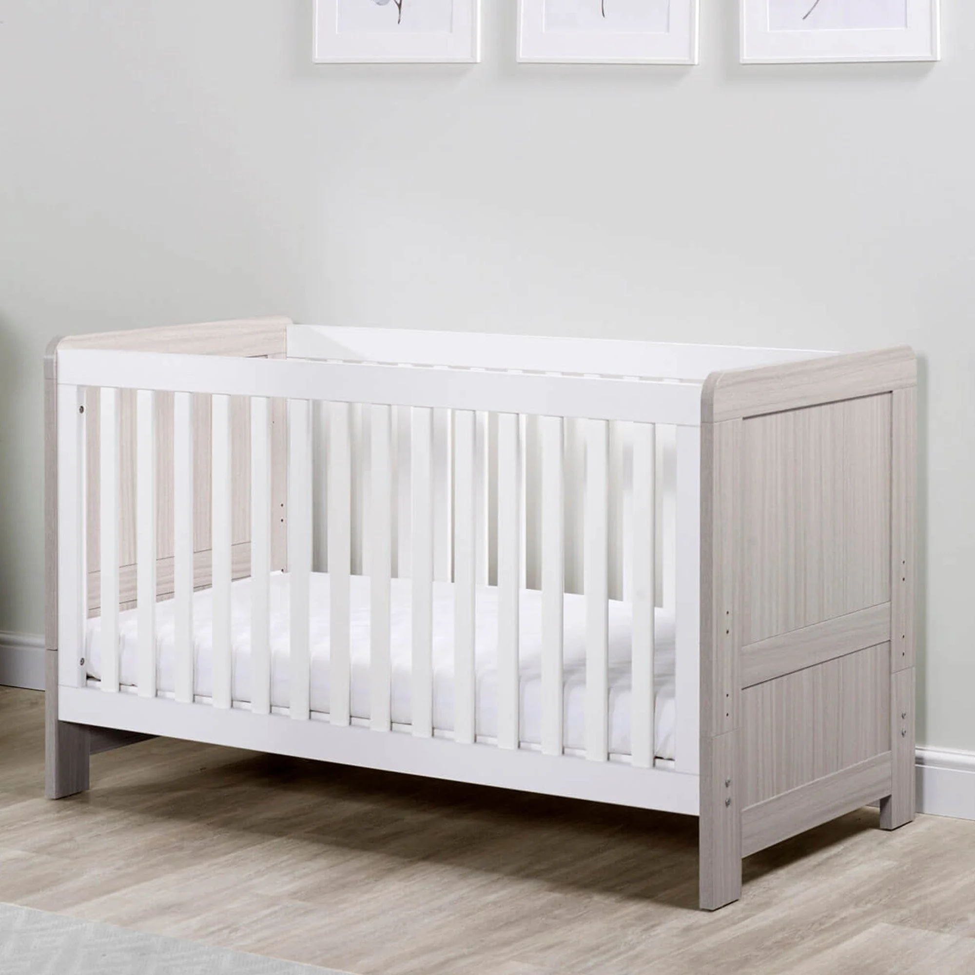 Ickle Bubba Pembrey Cot Bed - Ash Grey & White - Image 2
