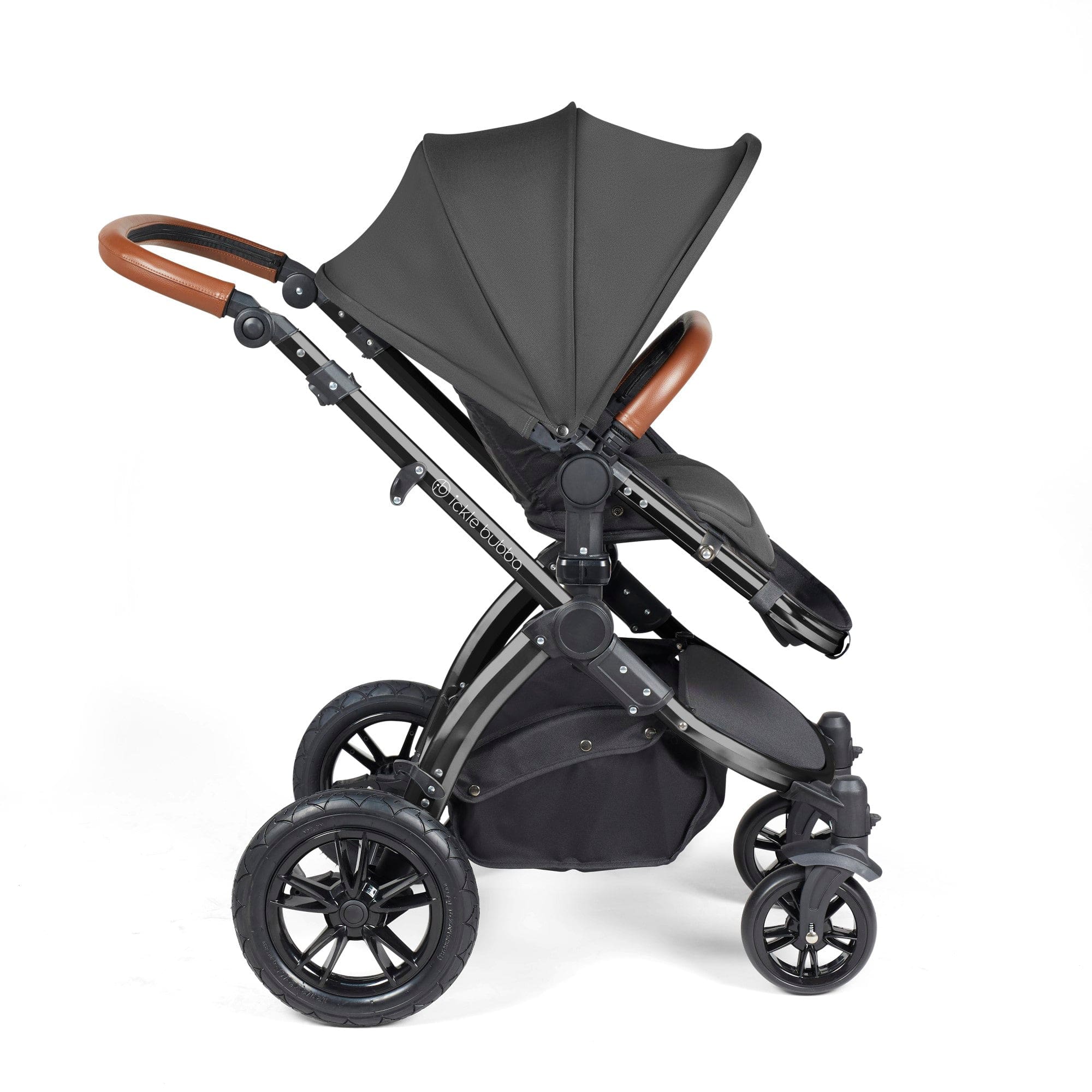 Ickle Bubba Stomp Luxe 12 Piece Travel system with i-Size Nimbus Car Seat & Spin ISOFIX Base - Black / Charcoal Grey / Tan - Image 7