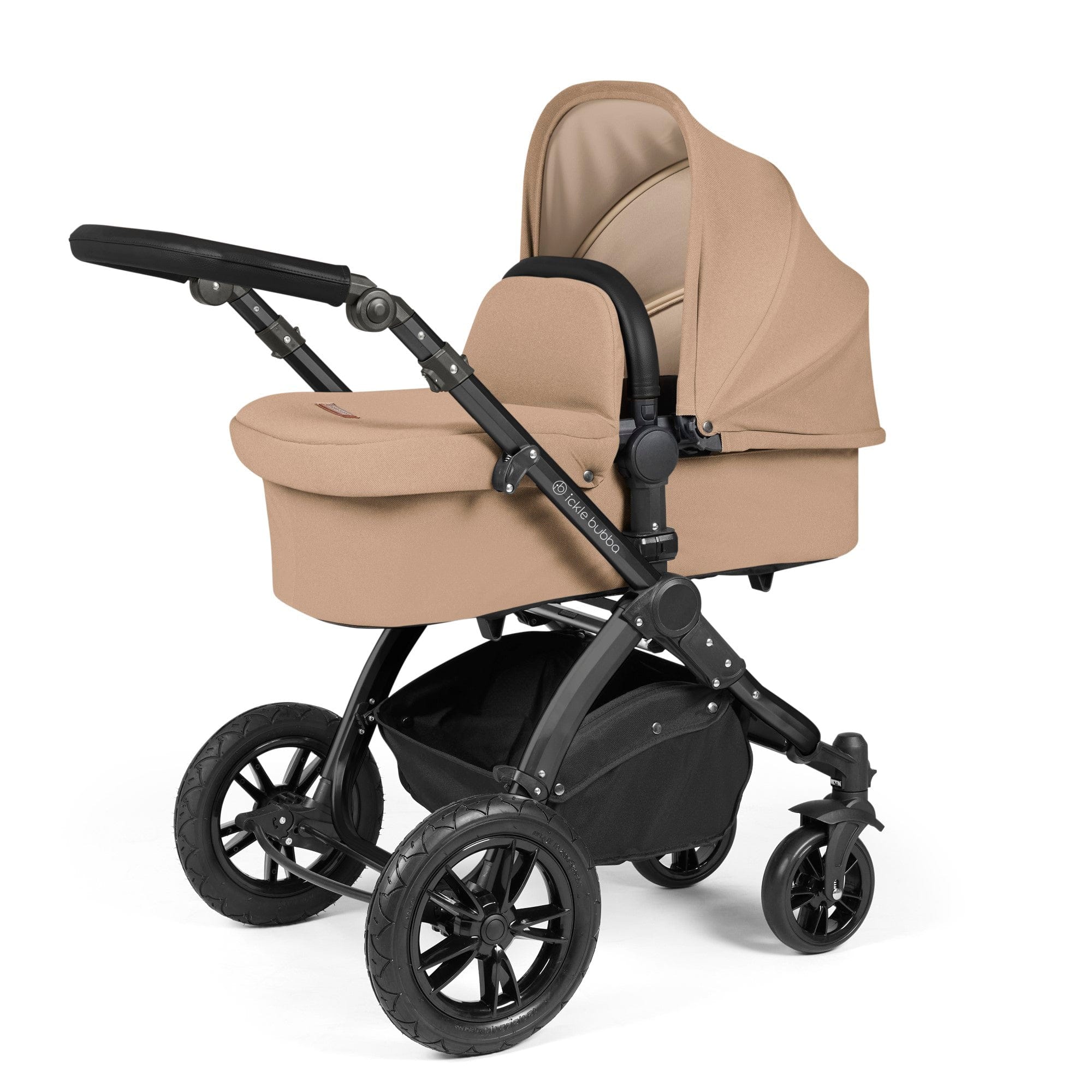 Ickle Bubba Stomp Luxe 12 Piece Travel System with i-Size Nimbus Car Seat & Spin ISOFIX Base - Black / Desert / Black - Image 2