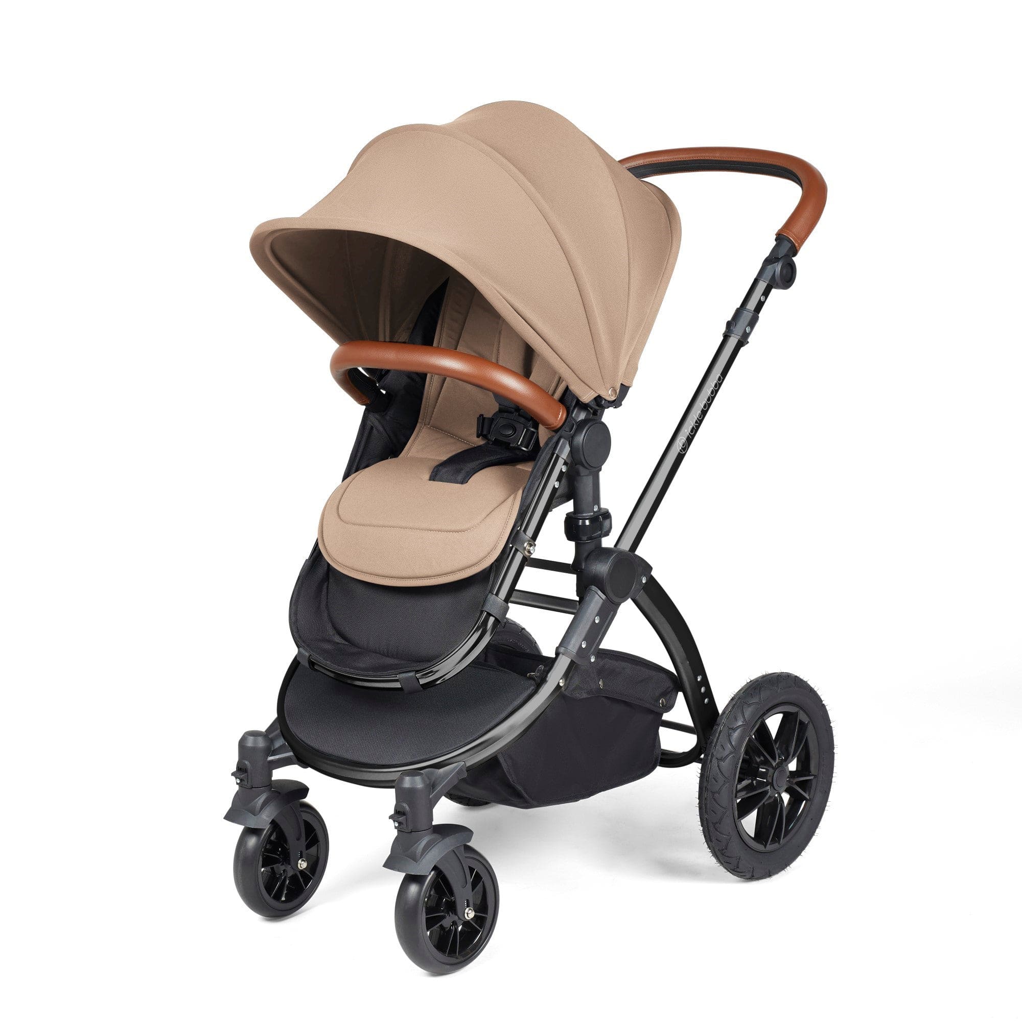 Ickle Bubba Stomp Luxe 12 Piece Travel System with i-Size Nimbus Car Seat & Spin ISOFIX Base - Black / Desert / Tan - Image 5