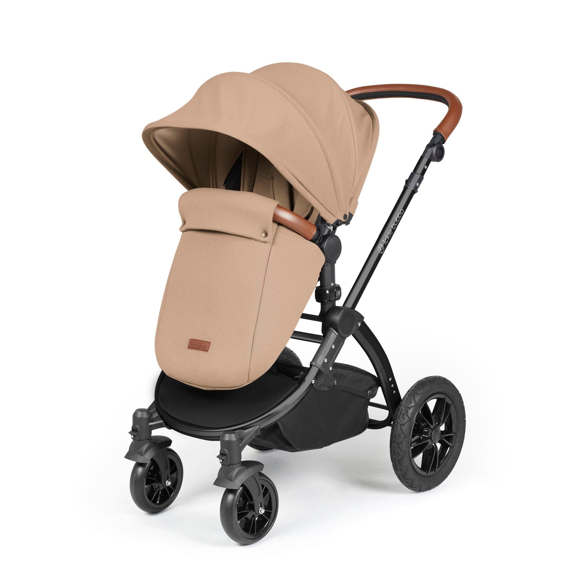 Ickle Bubba Stomp Luxe 12 Piece Travel System with i-Size Nimbus Car Seat & Spin ISOFIX Base - Black / Desert / Tan - Image 6
