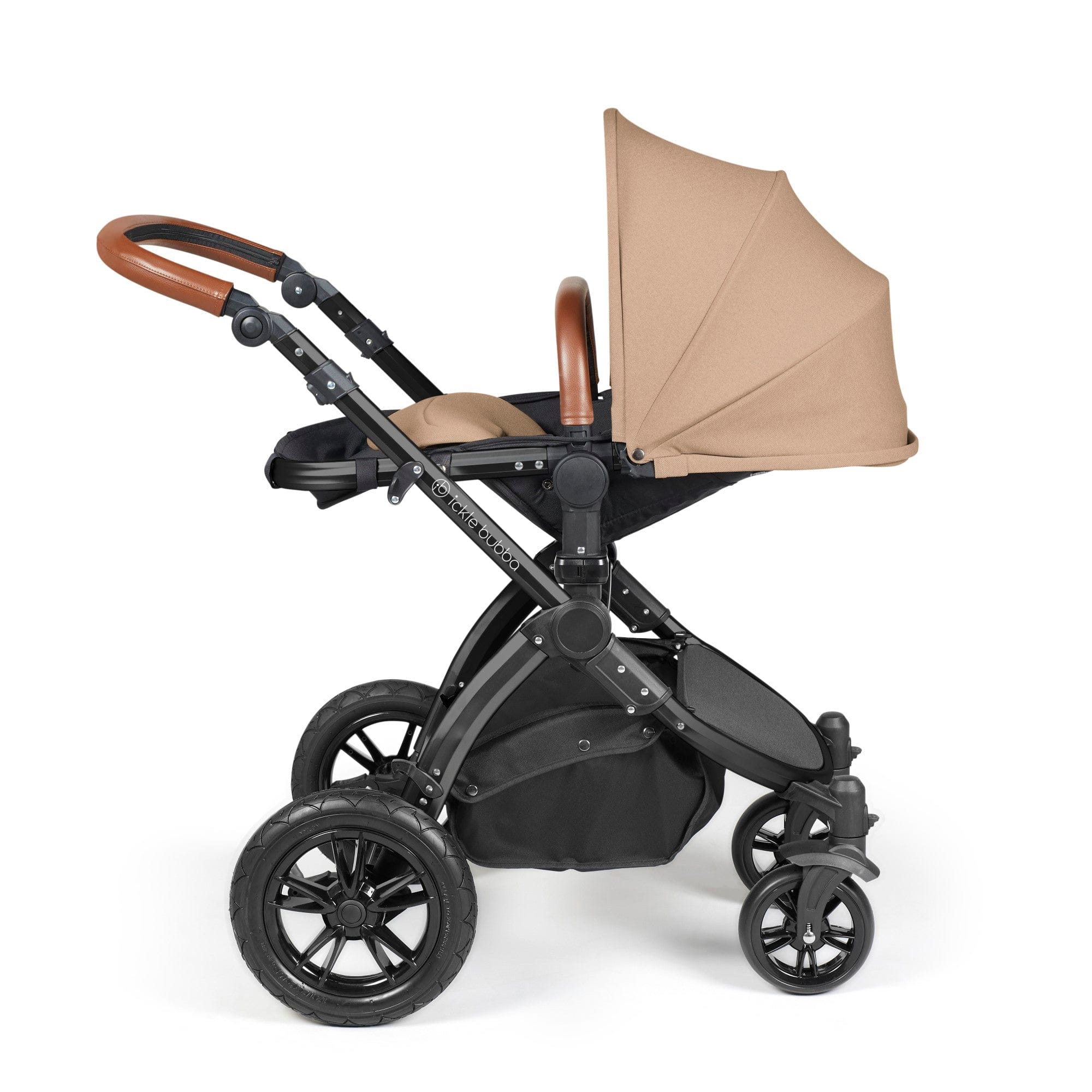 Ickle Bubba Stomp Luxe 12 Piece Travel System with i-Size Nimbus Car Seat & Spin ISOFIX Base - Black / Desert / Tan - Image 8