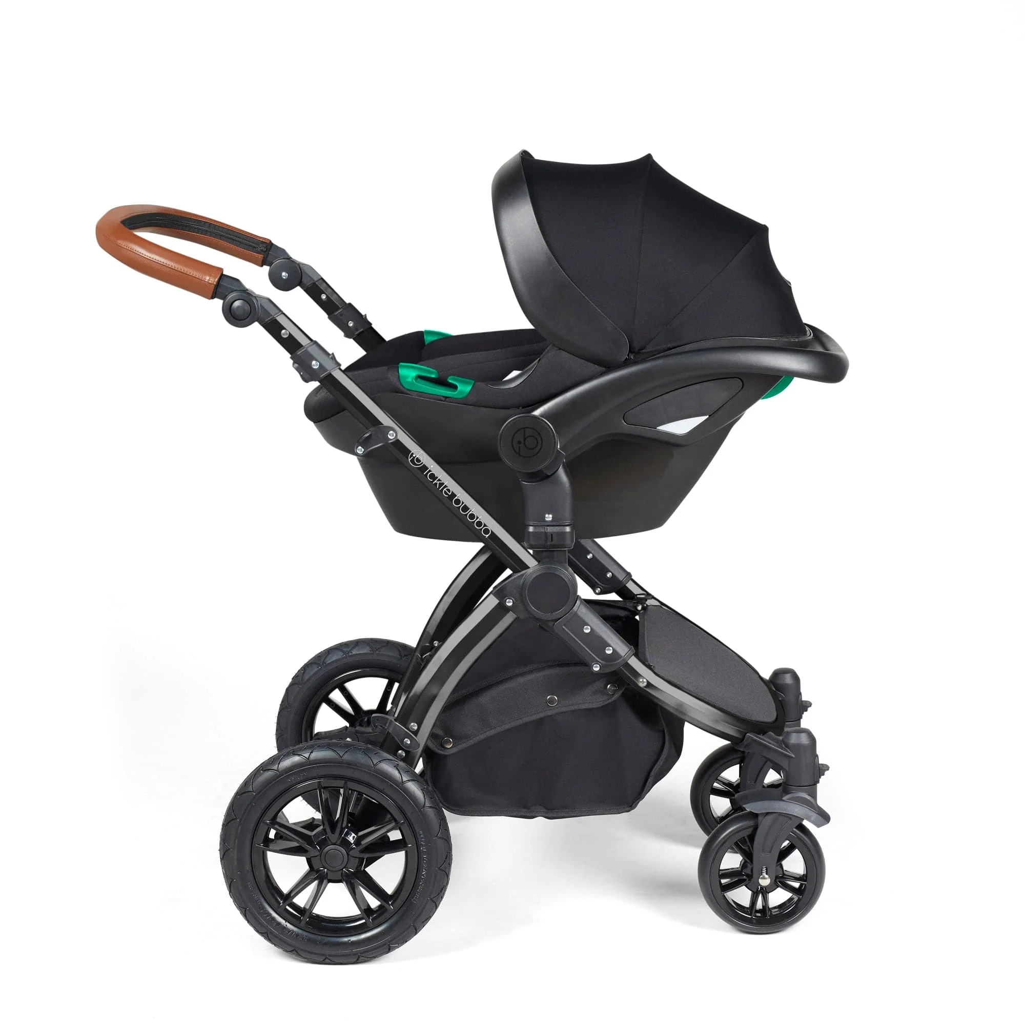 Ickle Bubba Stomp Luxe 12 Piece Travel System with i-Size Nimbus Car Seat & Spin ISOFIX Base - Black / Desert / Tan - Image 9