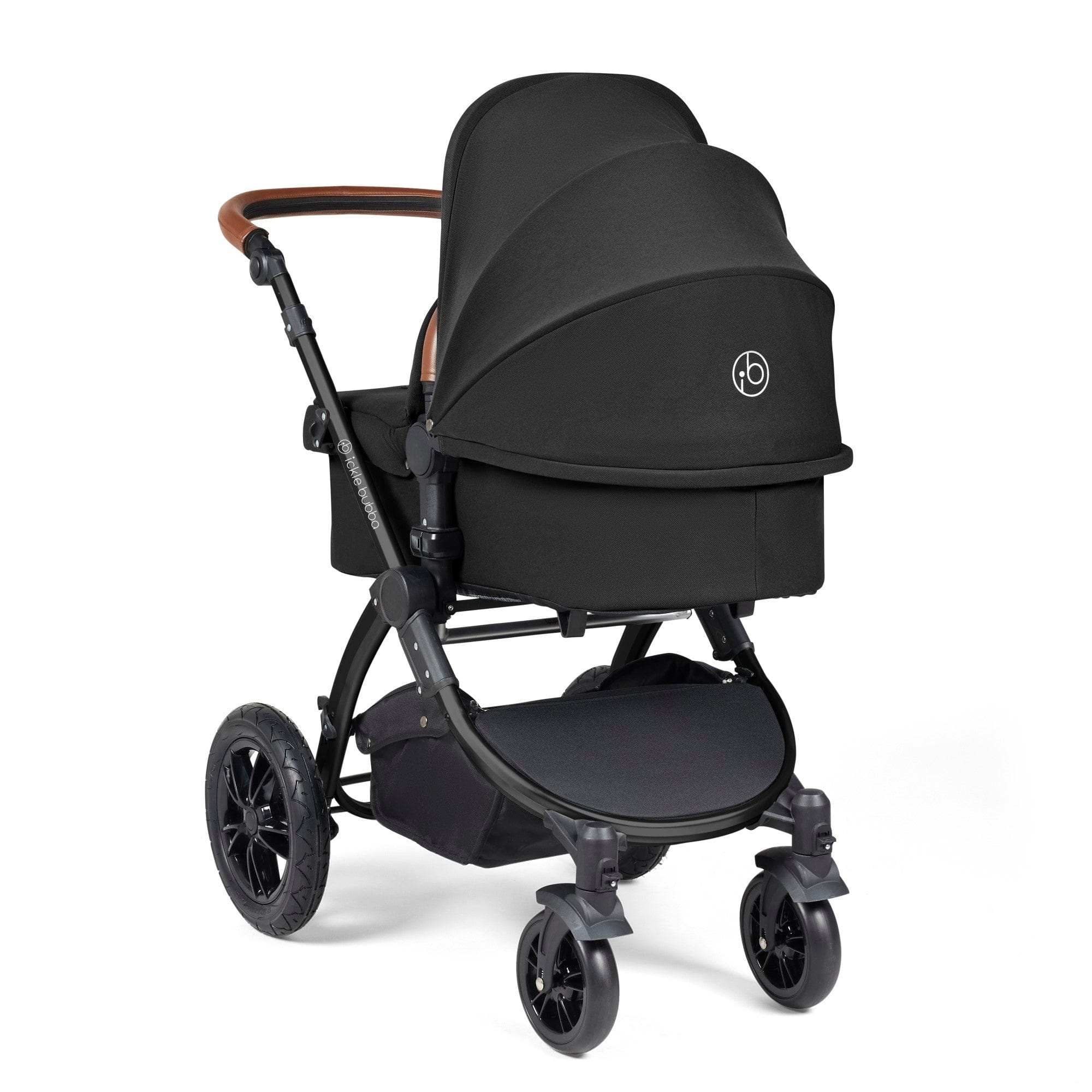Ickle Bubba Stomp Luxe 12 Piece Travel System with i-Size Nimbus Car Seat & Spin ISOFIX Base - Black / Midnight / Tan - Image 4