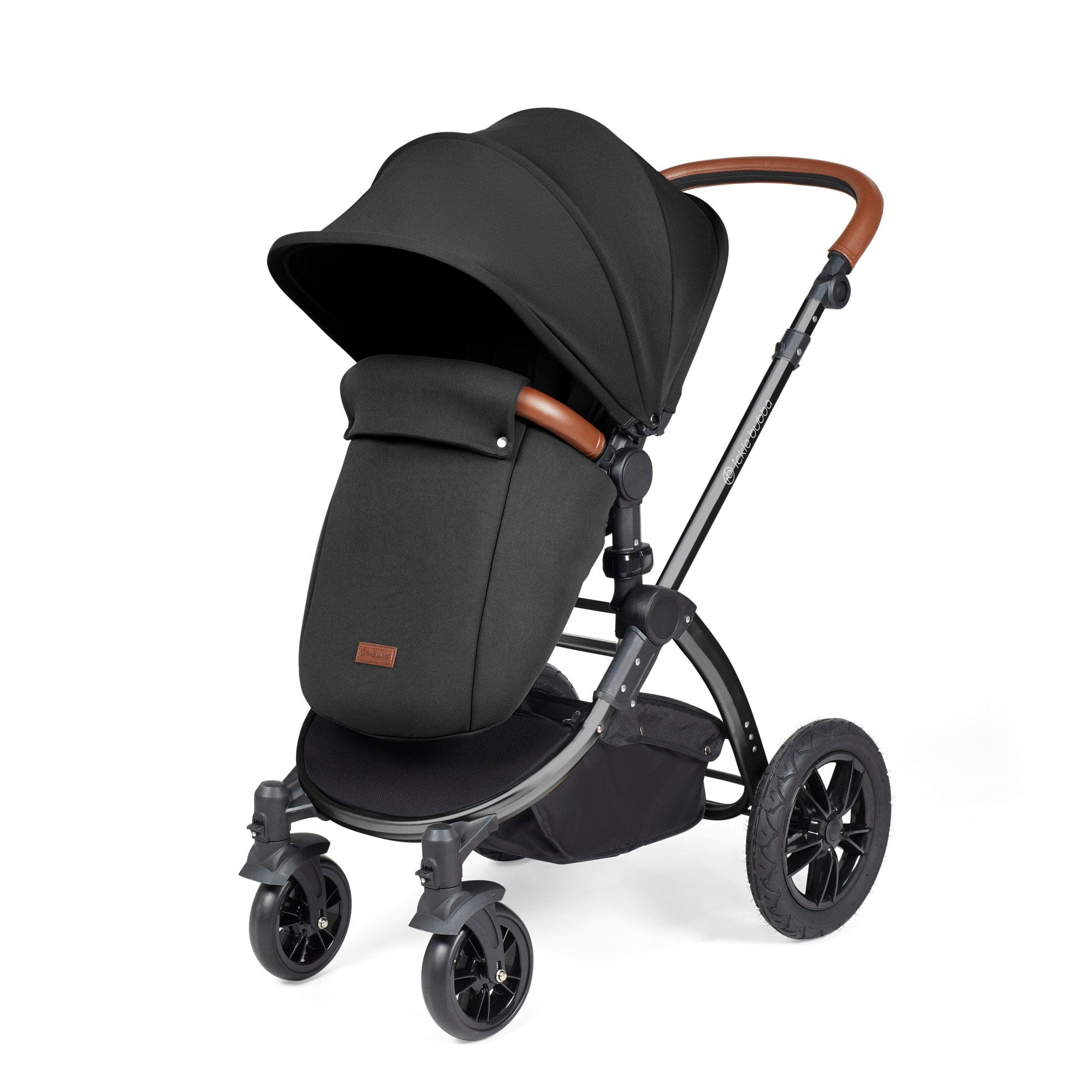 Ickle Bubba Stomp Luxe 12 Piece Travel System with i-Size Nimbus Car Seat & Spin ISOFIX Base - Black / Midnight / Tan - Image 6
