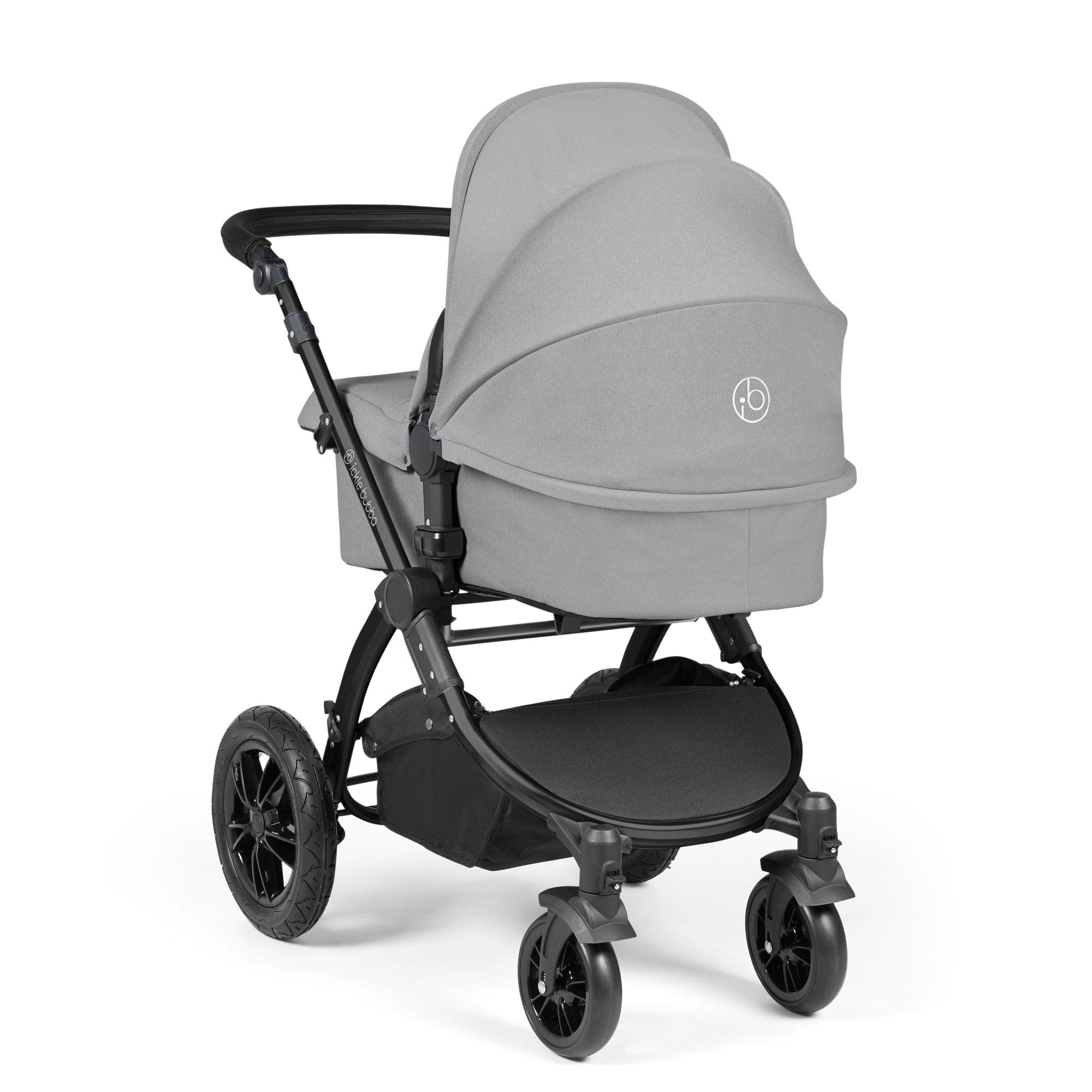 Ickle Bubba Stomp Luxe 12 Piece Travel System with i-Size Nimbus Car Seat & Spin ISOFIX Base - Black / Pearl Grey / Black - Image 4