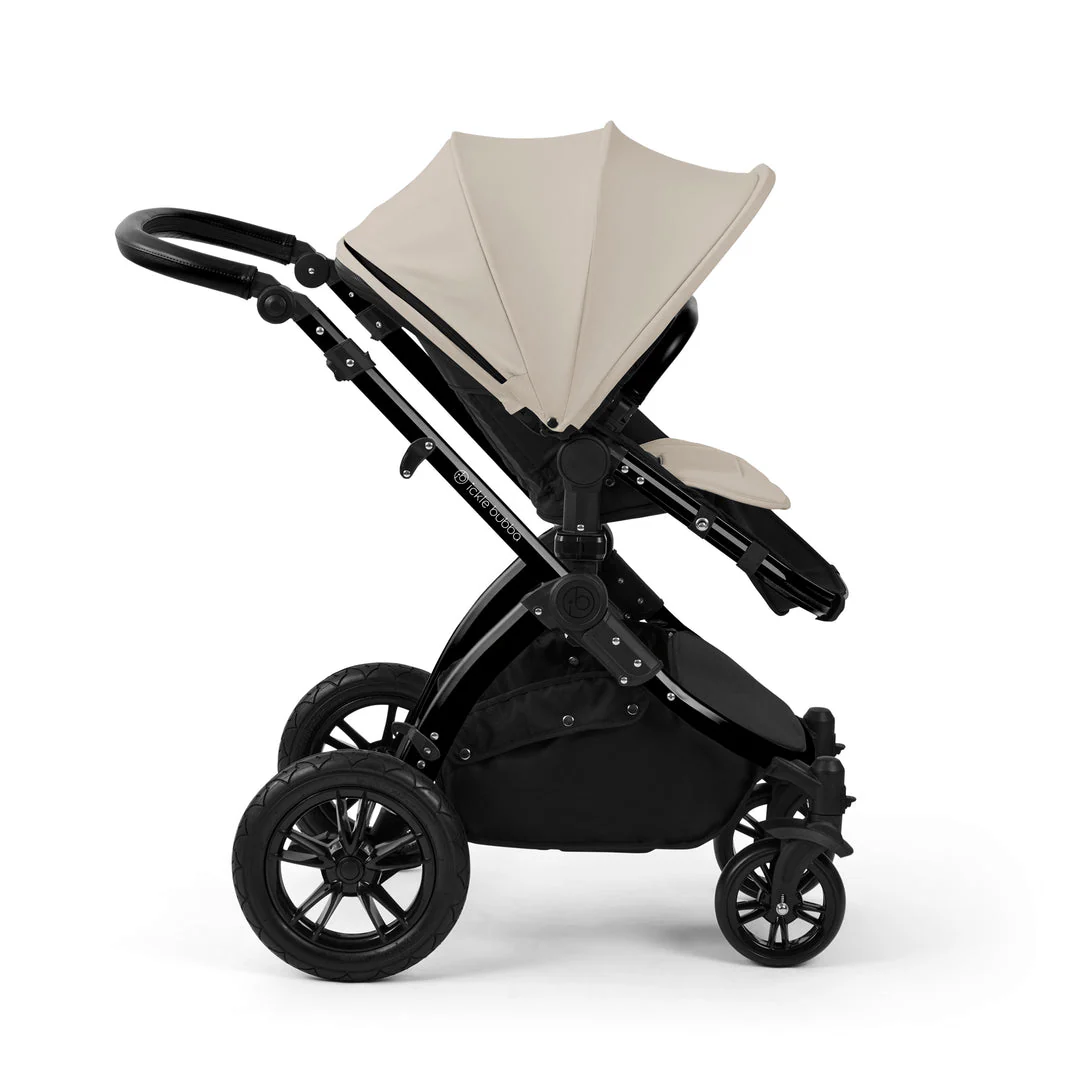 Ickle Bubba Stomp Luxe 12 Piece Travel System with i-Size Nimbus Car Seat & Spin ISOFIX Base - Black / Stone / Black - Image 7