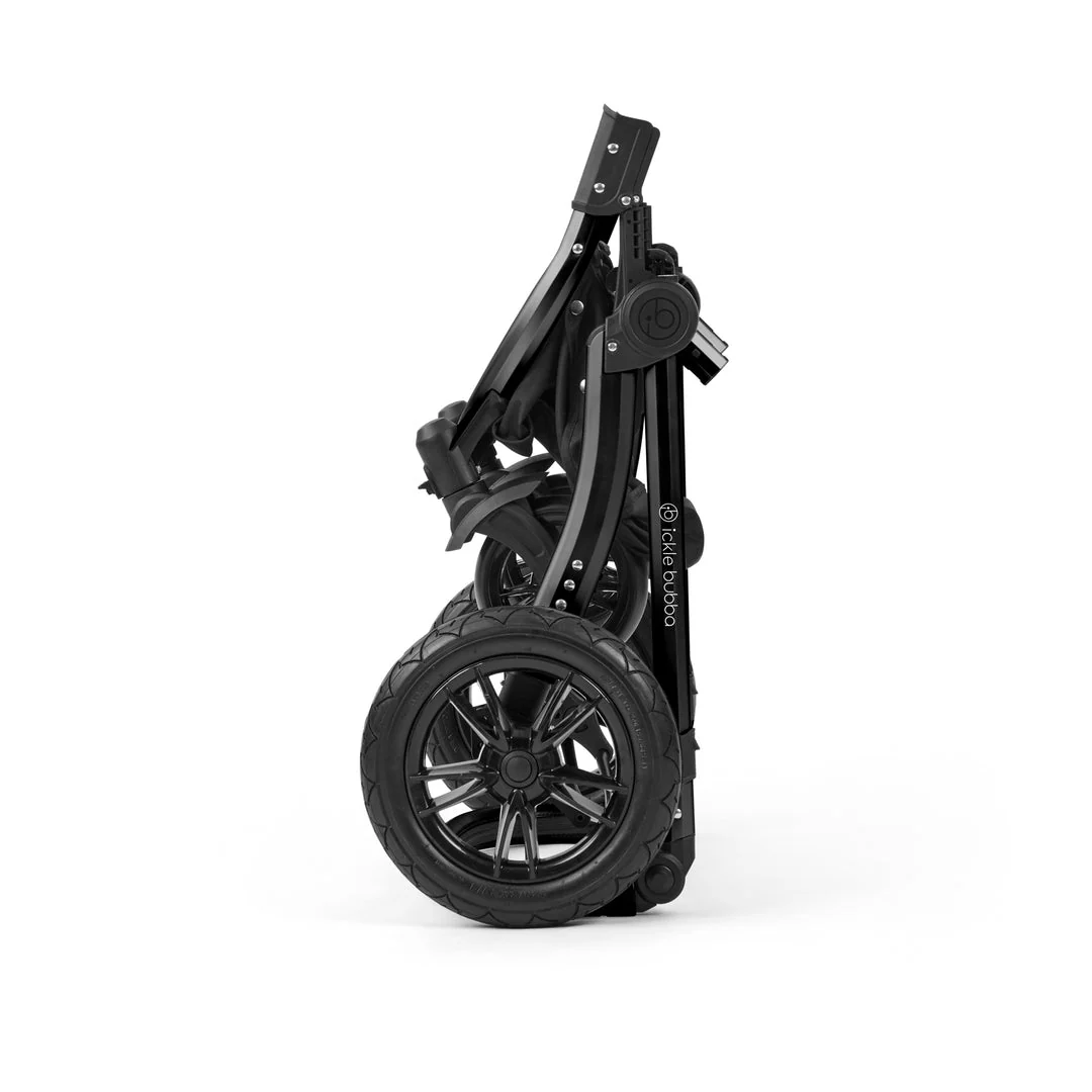 Ickle Bubba Stomp Luxe 12 Piece Travel System with i-Size Nimbus Car Seat & Spin ISOFIX Base - Black / Stone / Black - Image 9