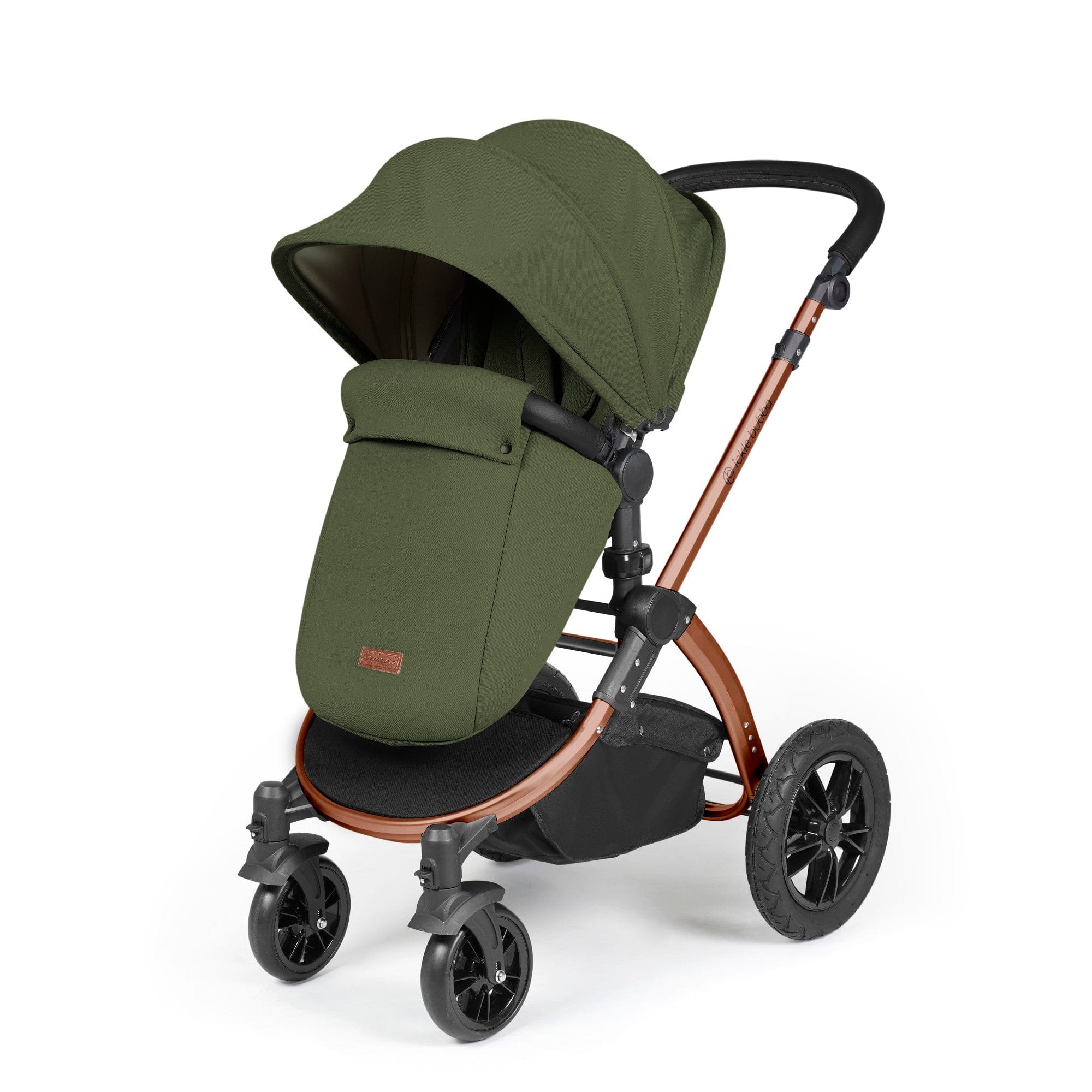 Ickle Bubba Stomp Luxe 12 Piece Travel System with i-Size Nimbus Car Seat & Spin ISOFIX Base - Bronze / Woodland / Black - Image 6