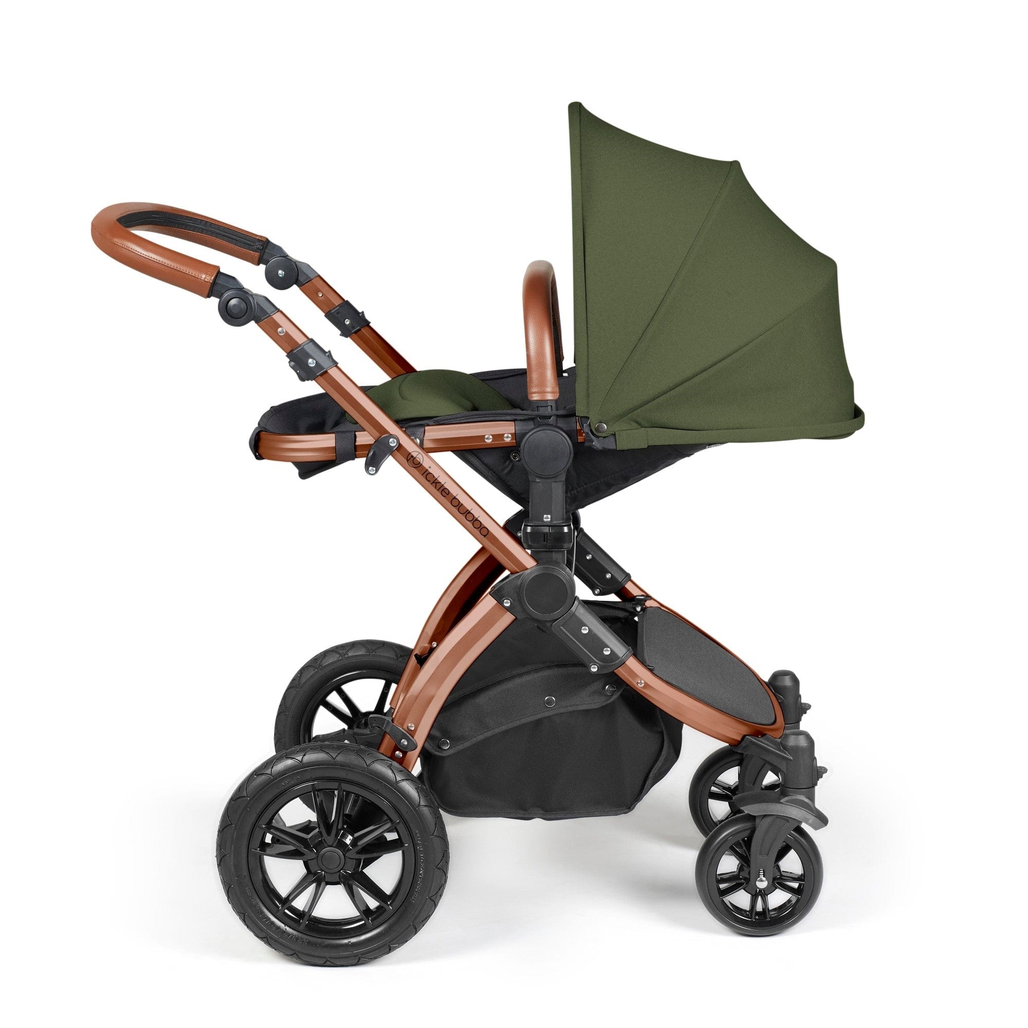 Ickle Bubba Stomp Luxe 12 Piece Travel System with i-Size Nimbus Car Seat & Spin ISOFIX Base - Bronze / Woodland / Tan - Image 8