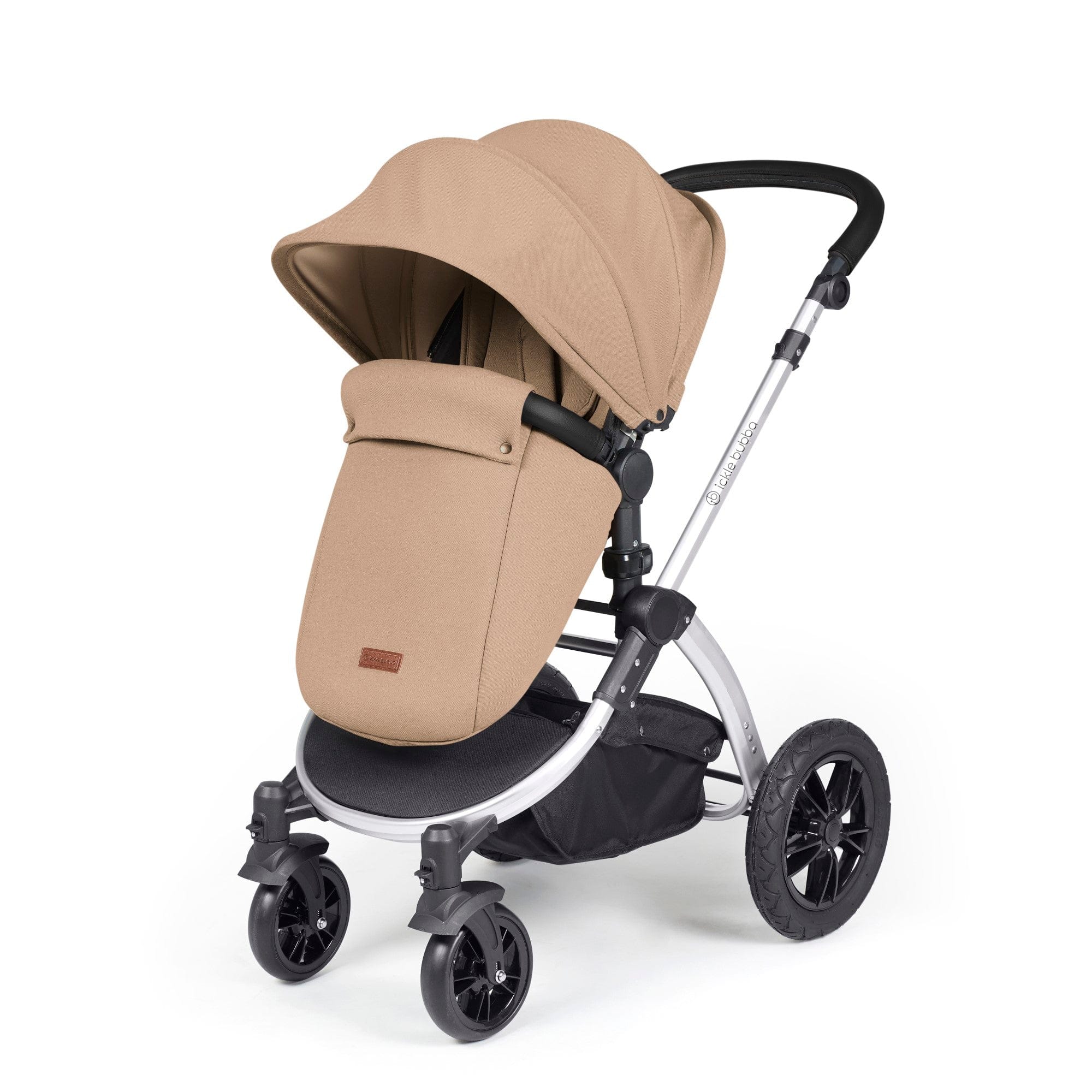 Ickle Bubba Stomp Luxe 12 Piece Travel System with i-Size Nimbus Car Seat & Spin ISOFIX Base - Silver / Desert / Black - Image 6