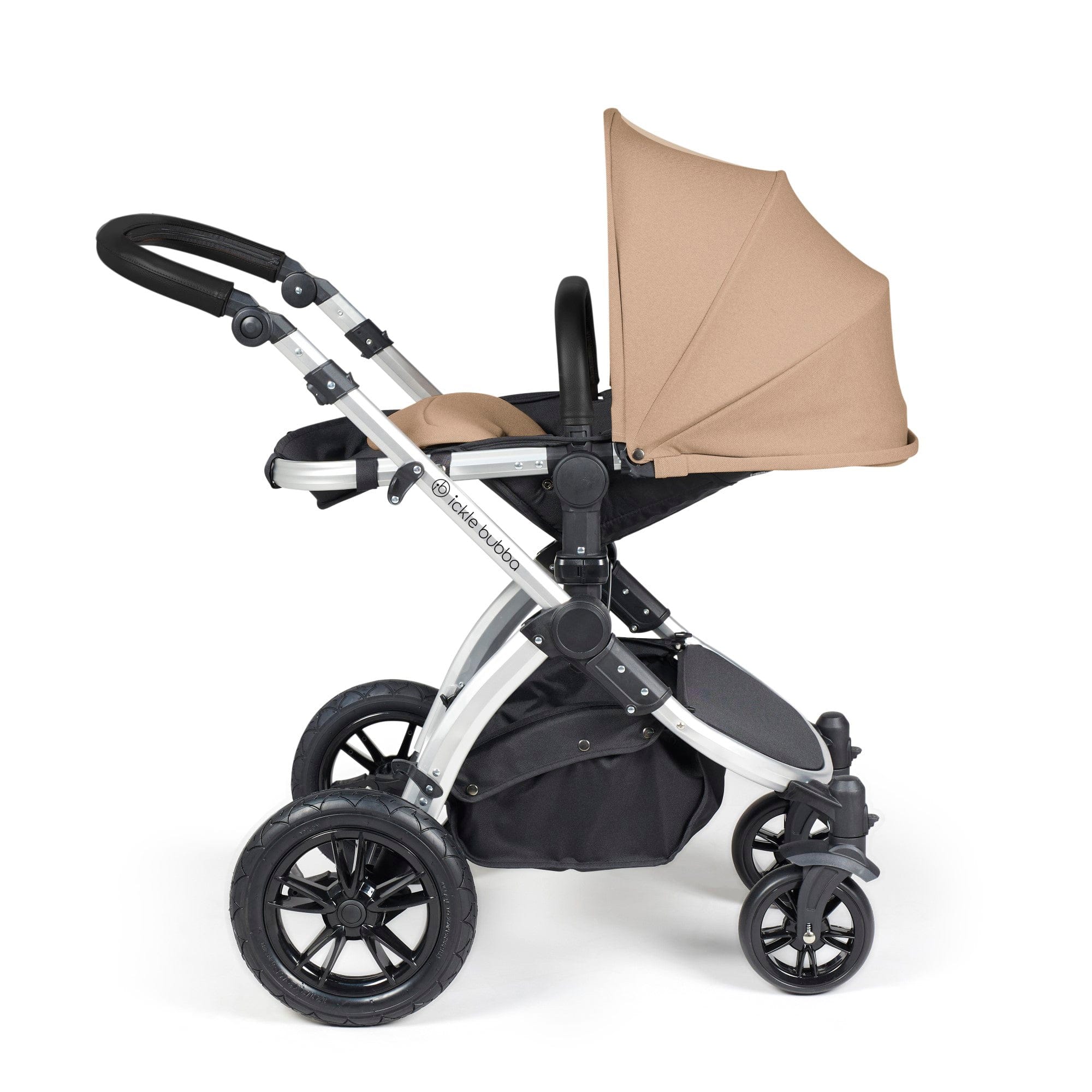 Ickle Bubba Stomp Luxe 12 Piece Travel System with i-Size Nimbus Car Seat & Spin ISOFIX Base - Silver / Desert / Black - Image 8