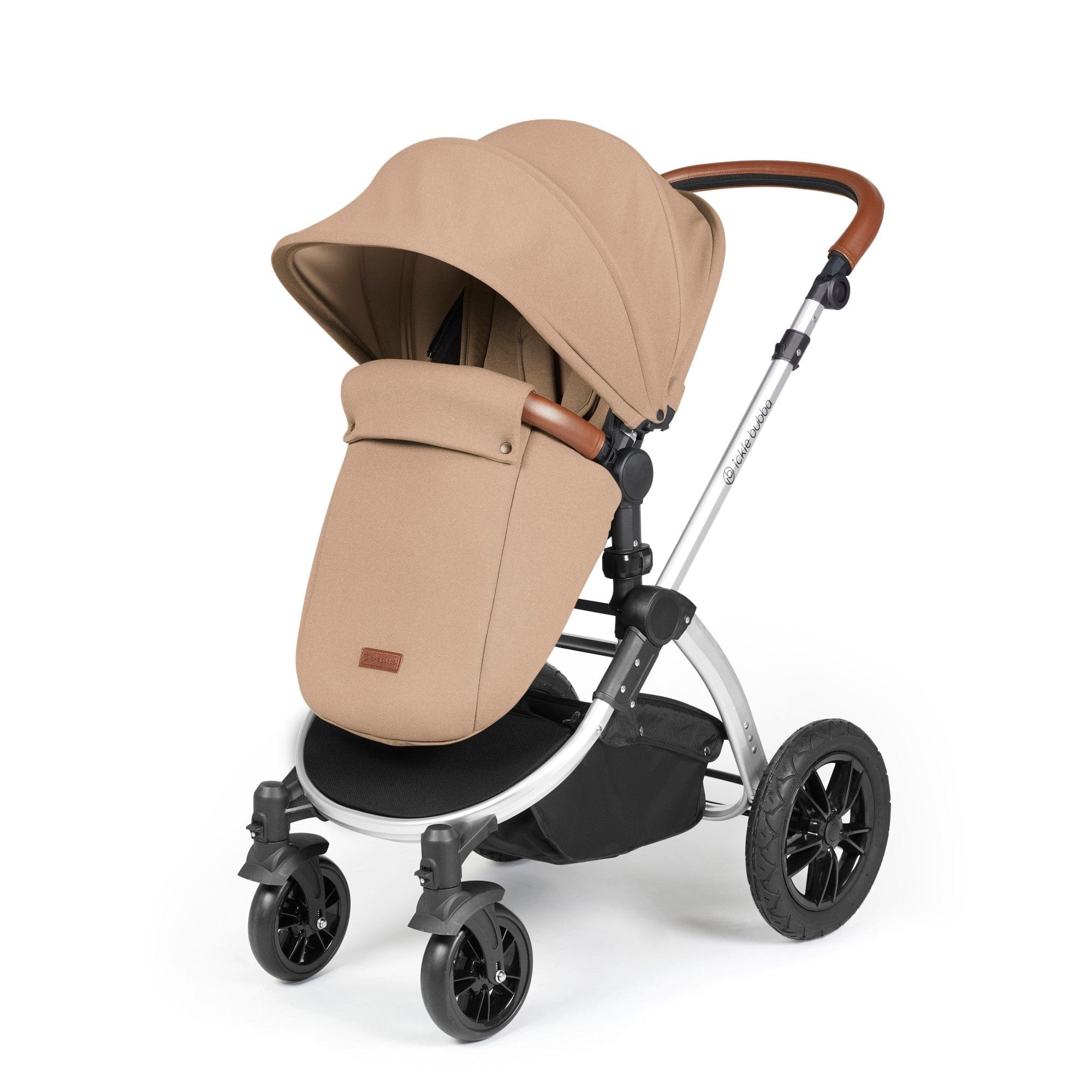 Ickle Bubba Stomp Luxe 12 Piece Travel System with i-Size Nimbus Car Seat & Spin ISOFIX Base - Silver / Desert / Tan - Image 6