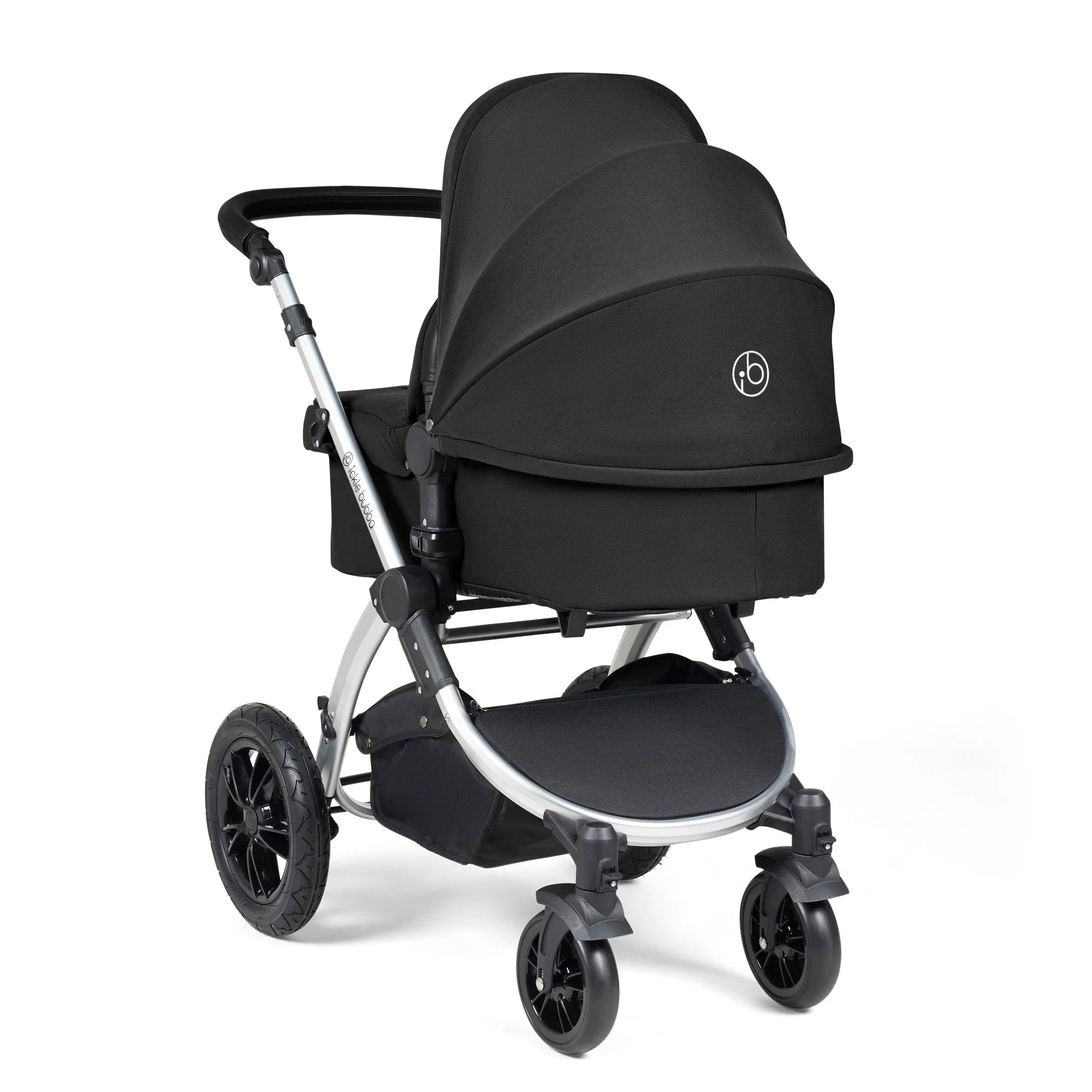 Ickle Bubba Stomp Luxe 12 Piece Travel System with i-Size Nimbus Car Seat & Spin ISOFIX Base - Silver / Midnight / Black - Image 4
