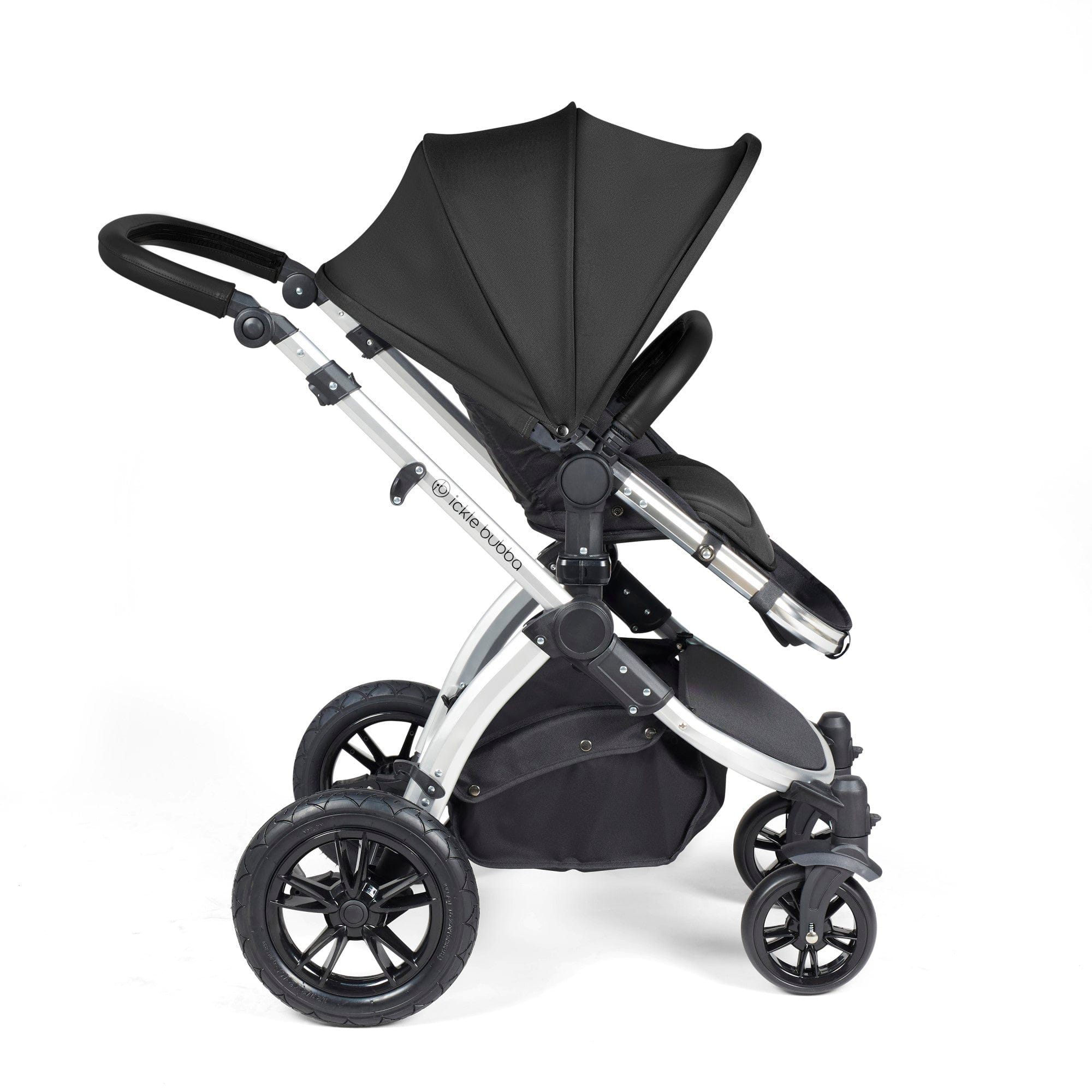 Ickle Bubba Stomp Luxe 12 Piece Travel System with i-Size Nimbus Car Seat & Spin ISOFIX Base - Silver / Midnight / Black - Image 7