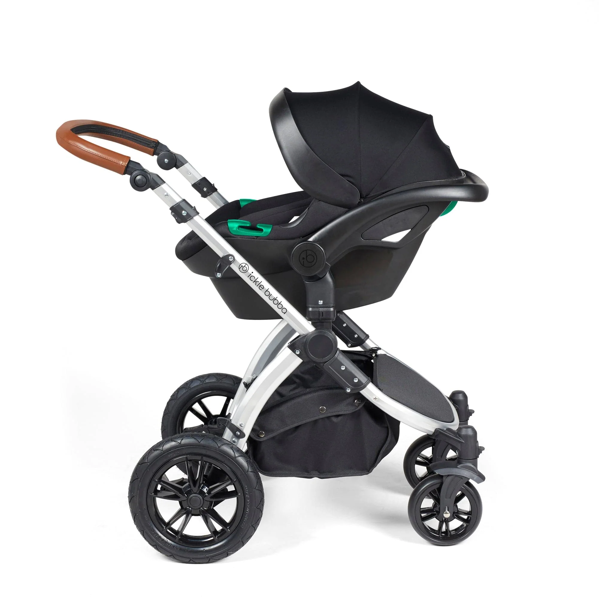Ickle Bubba Stomp Luxe 12 Piece Travel System with i-Size Nimbus Car Seat & Spin ISOFIX Base - Silver / Pearl Grey / Tan - Image 9
