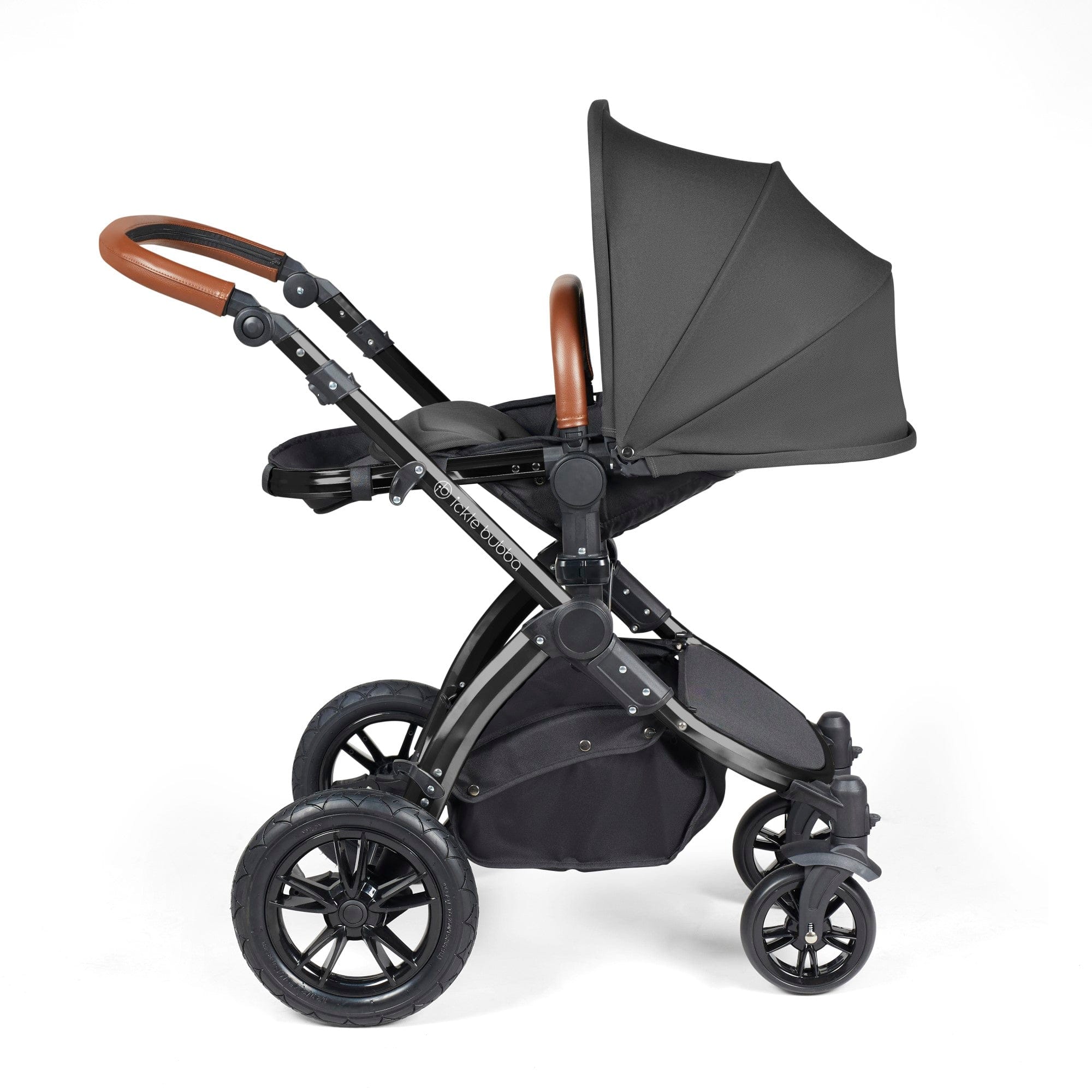Ickle Bubba Stomp Luxe 9 Piece Pram - Black / Charcoal Grey / Tan - Image 8