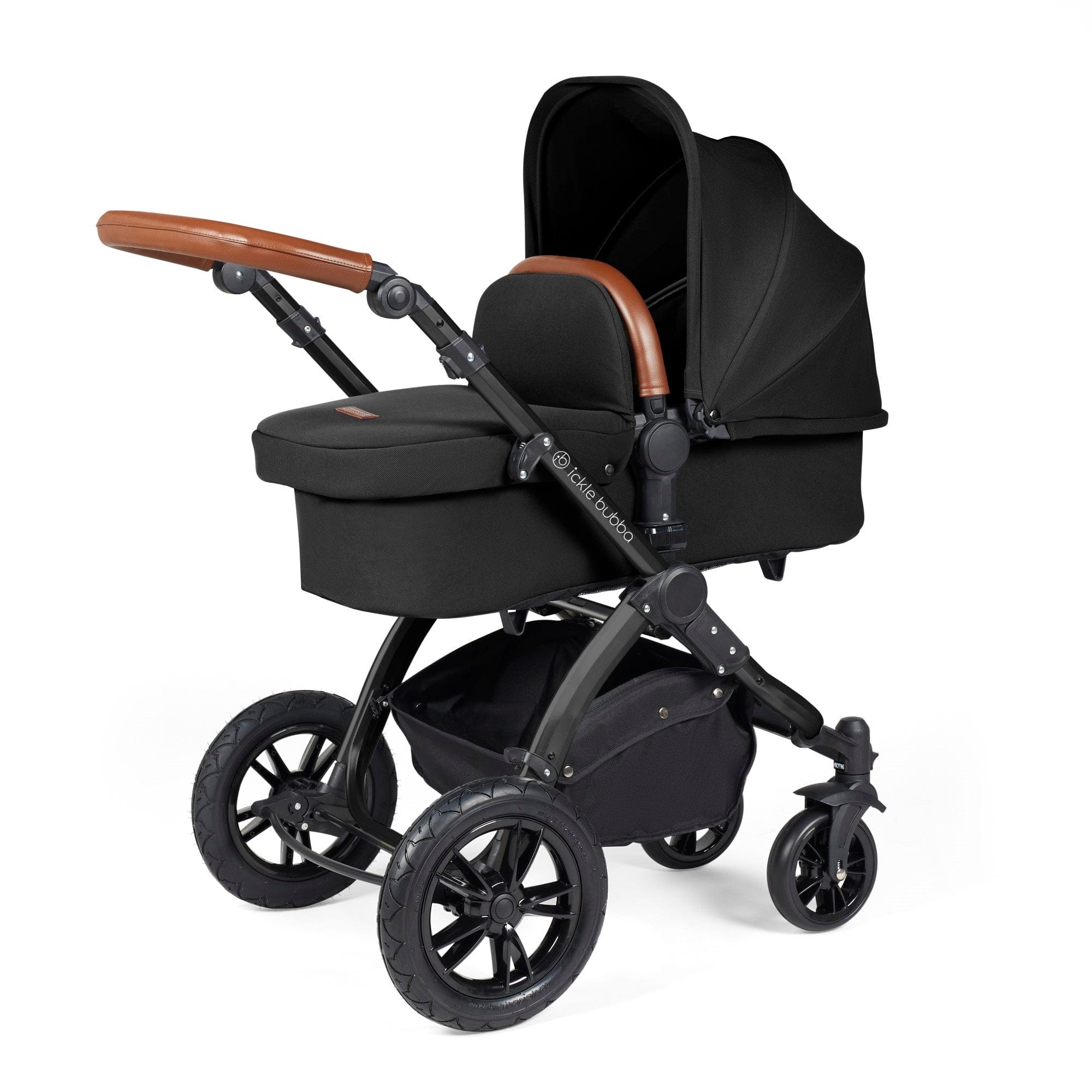 Ickle Bubba Stomp Luxe 9 Piece Pram - Black / Midnight / Tan - Image 2