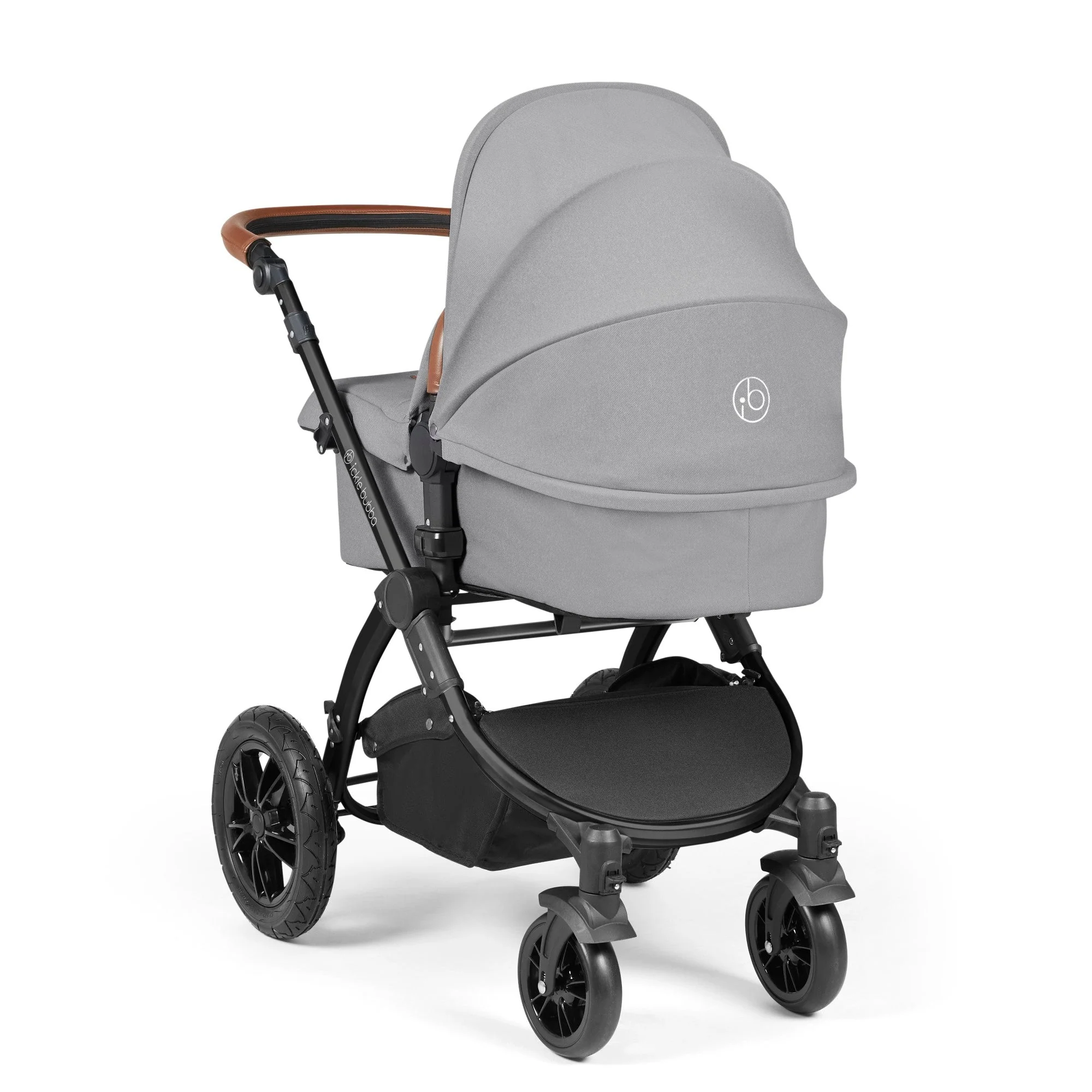 Ickle Bubba Stomp Luxe 9 Piece Pram - Black / Pearl Grey / Tan - Image 4