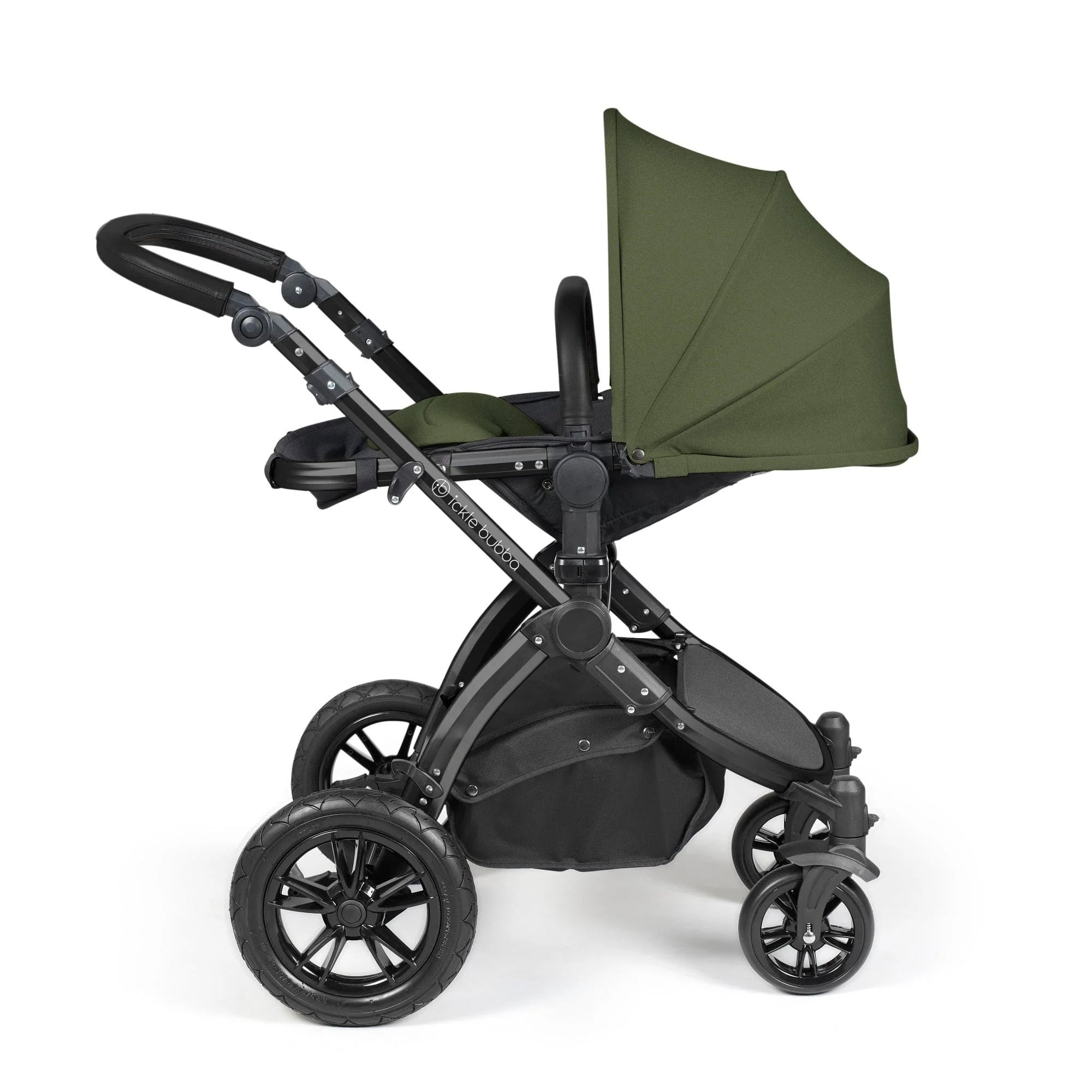 Ickle Bubba Stomp Luxe 9 Piece Pram - Black / Woodland / Black - Image 8