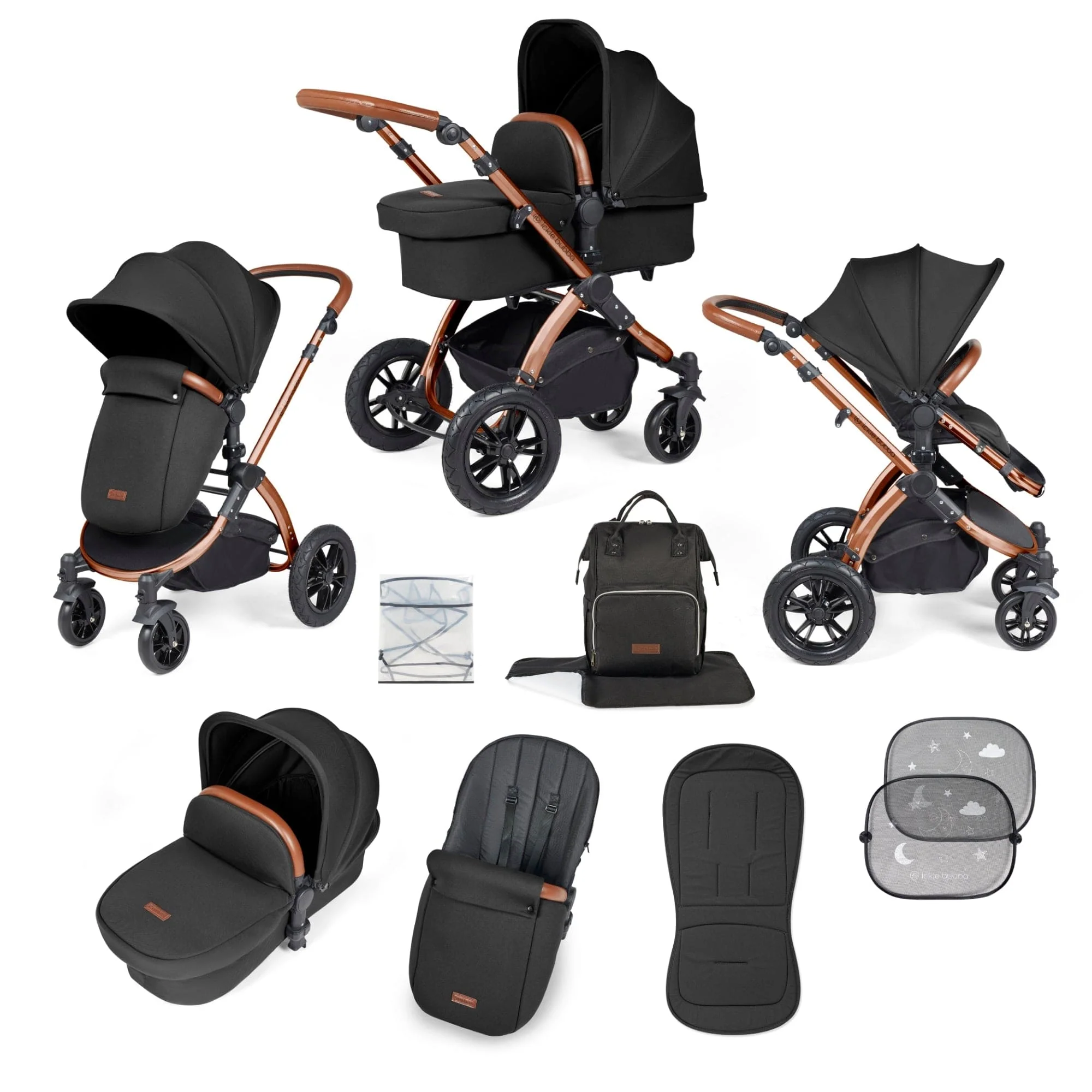 Ickle Bubba Stomp Luxe 9 Piece Pram - Bronze / Midnight / Tan