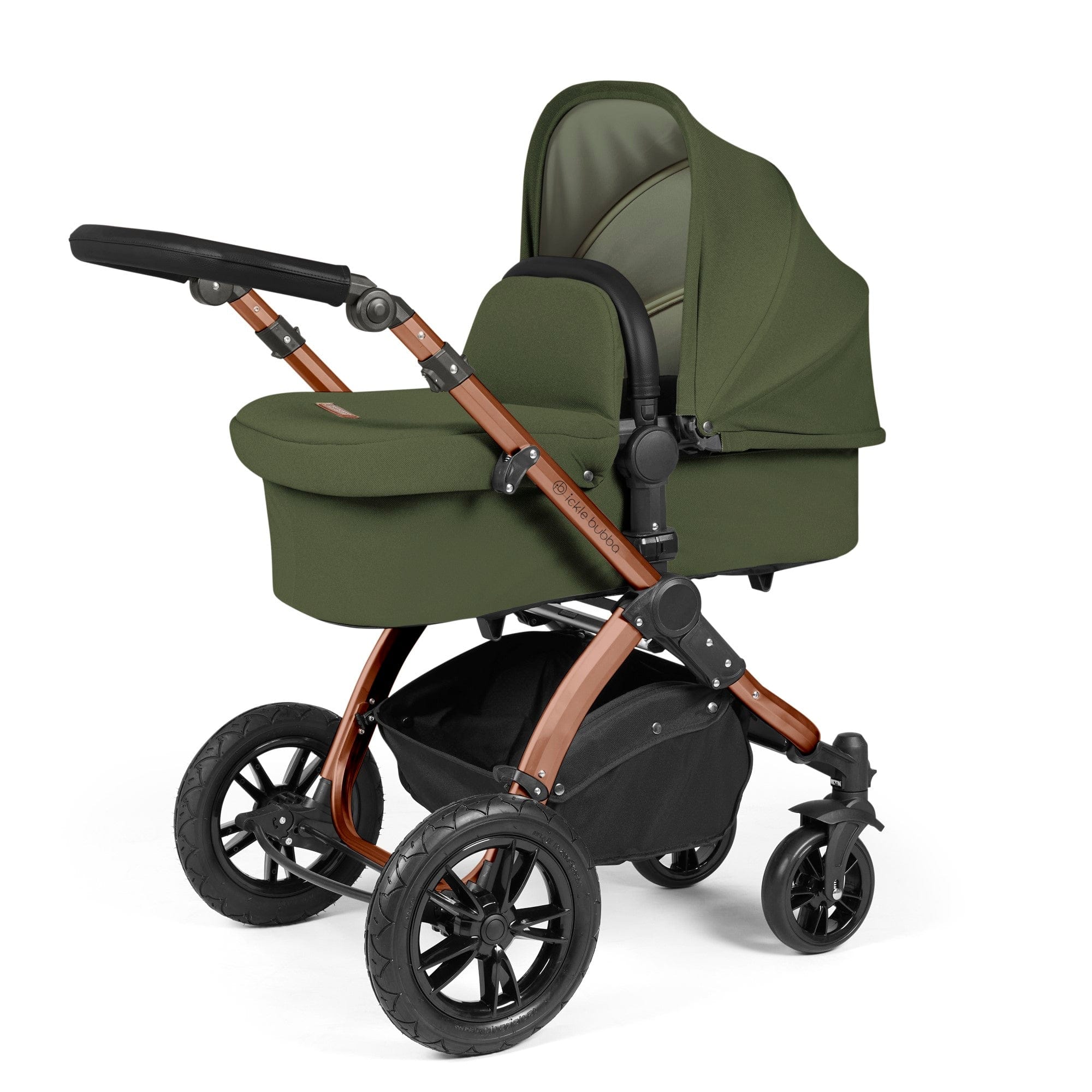 Ickle Bubba Stomp Luxe 9 Piece Pram - Bronze / Woodland / Black - Image 2