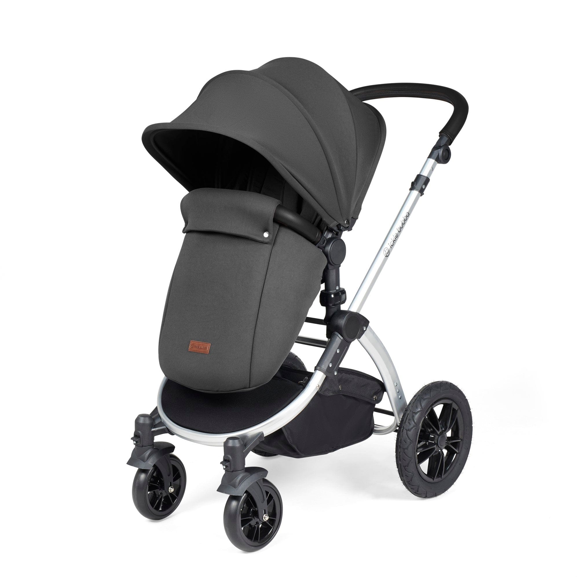 Ickle Bubba Stomp Luxe 9 Piece Pram - Silver / Charcoal Grey / Black - Image 5