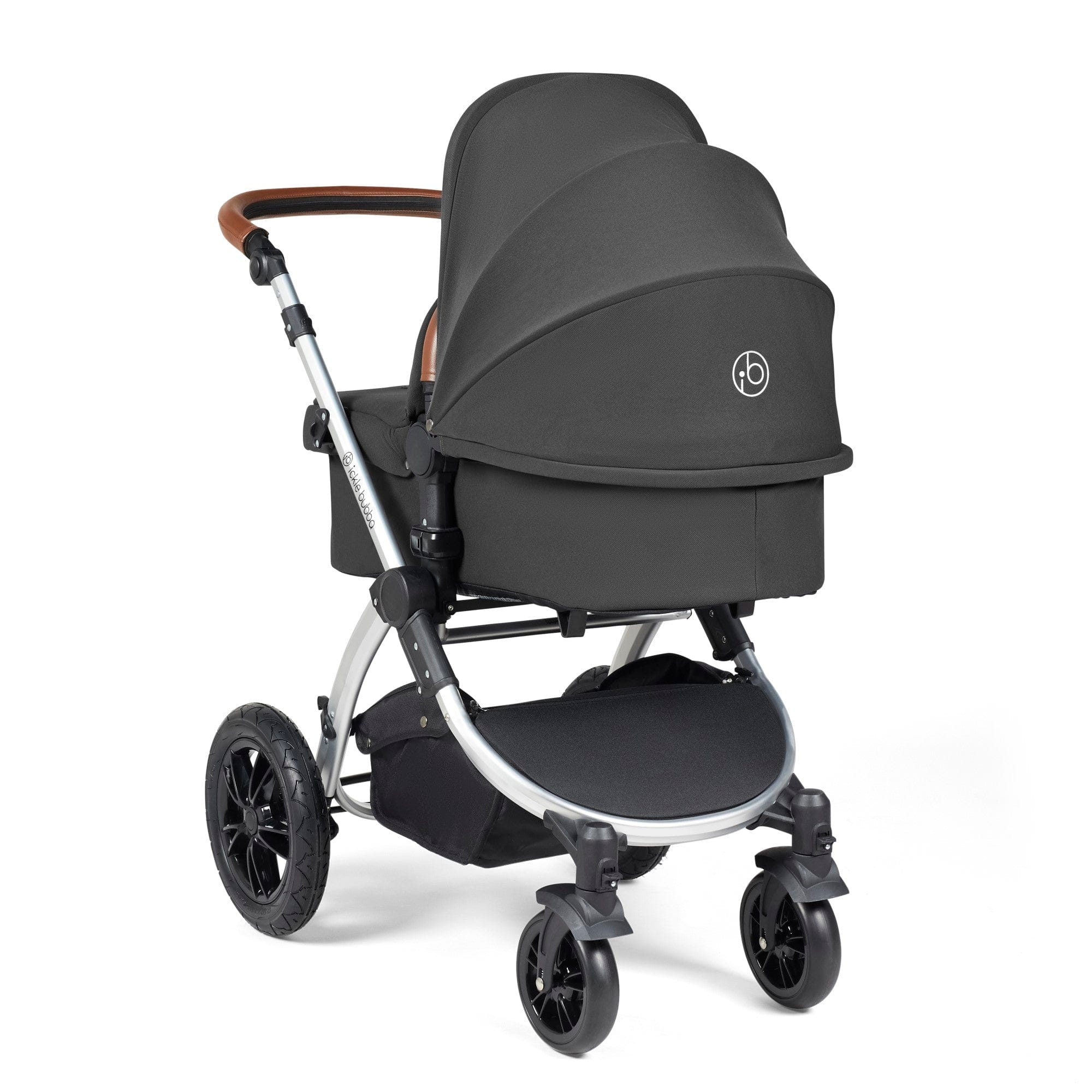 Ickle Bubba Stomp Luxe 9 Piece Pram - Silver / Charcoal Grey / Tan - Image 4