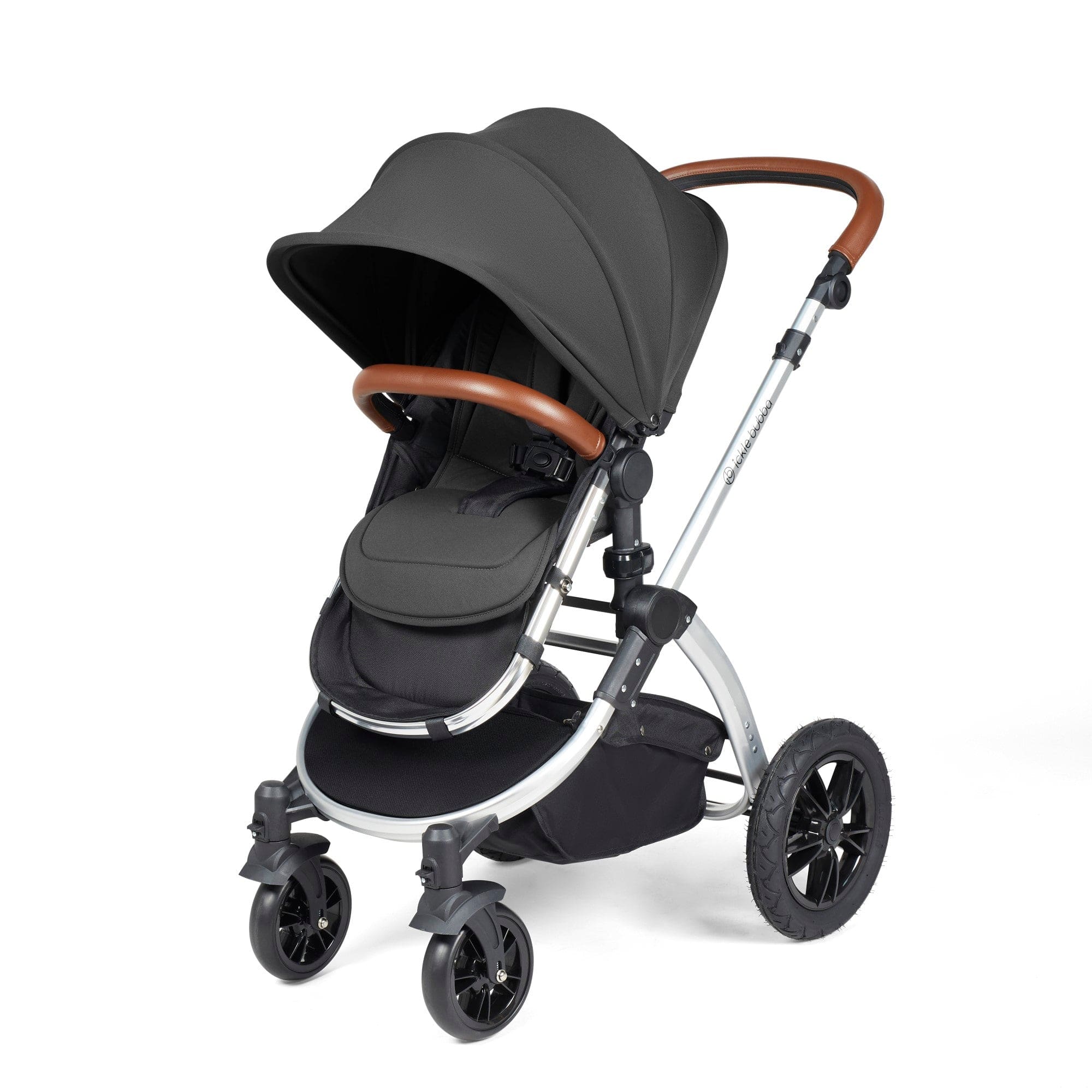 Ickle Bubba Stomp Luxe 9 Piece Pram - Silver / Charcoal Grey / Tan - Image 5