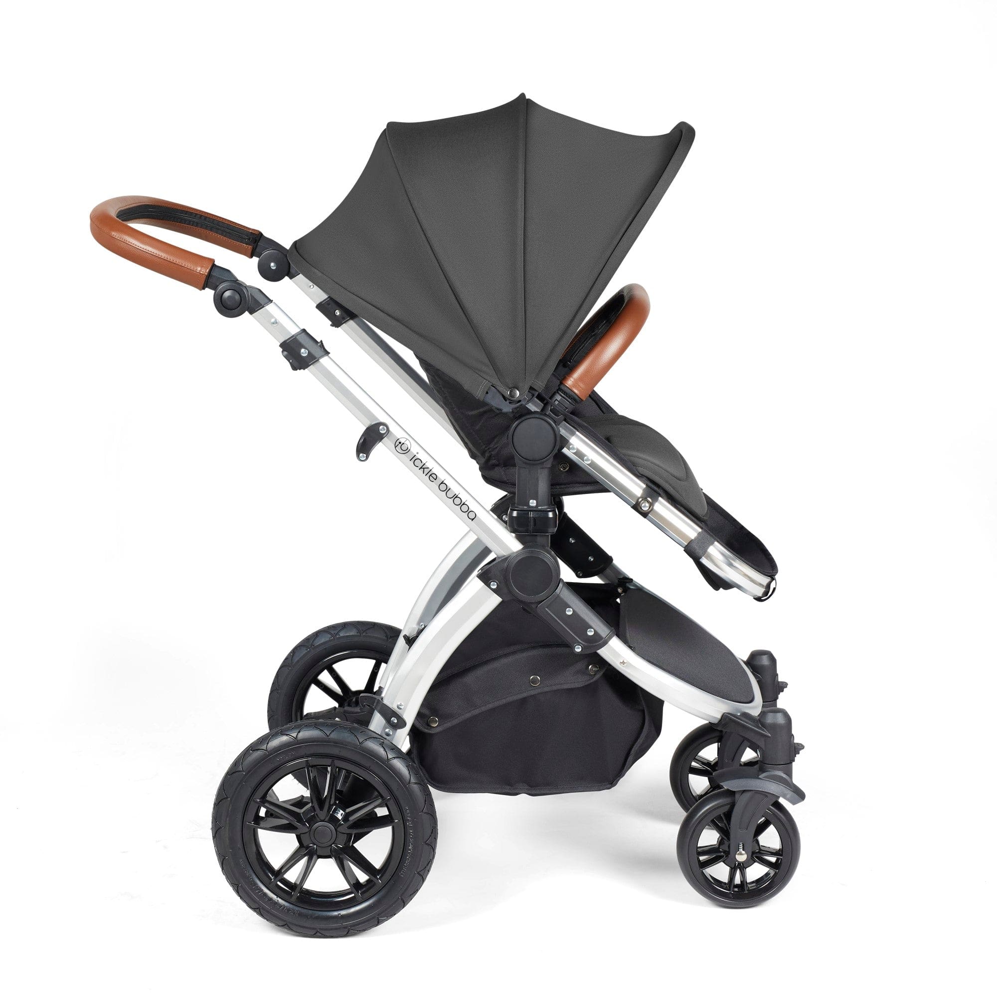 Ickle Bubba Stomp Luxe 9 Piece Pram - Silver / Charcoal Grey / Tan - Image 7