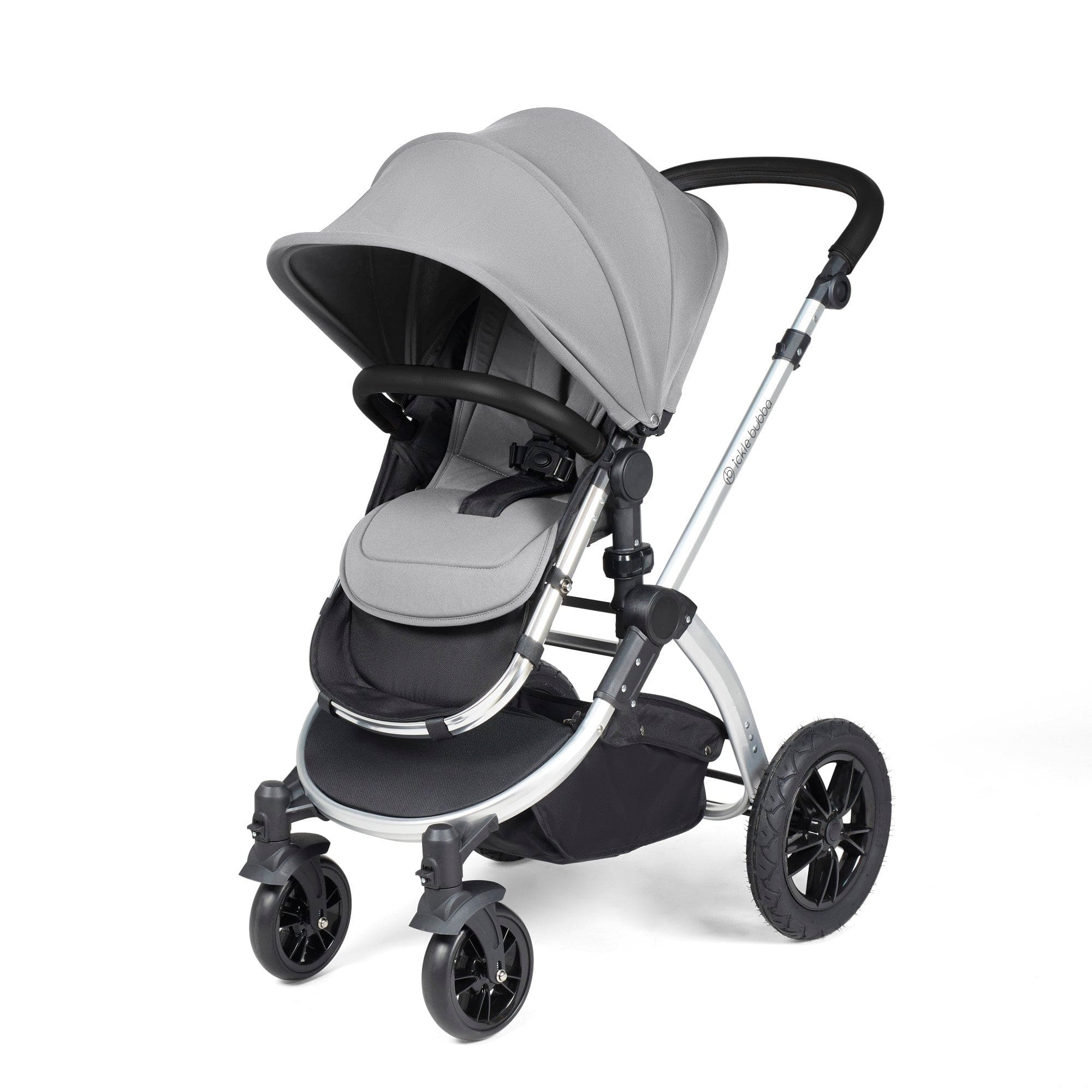 Ickle Bubba Stomp Luxe 9 Piece Pram - Silver / Pearl Grey / Black - Image 4