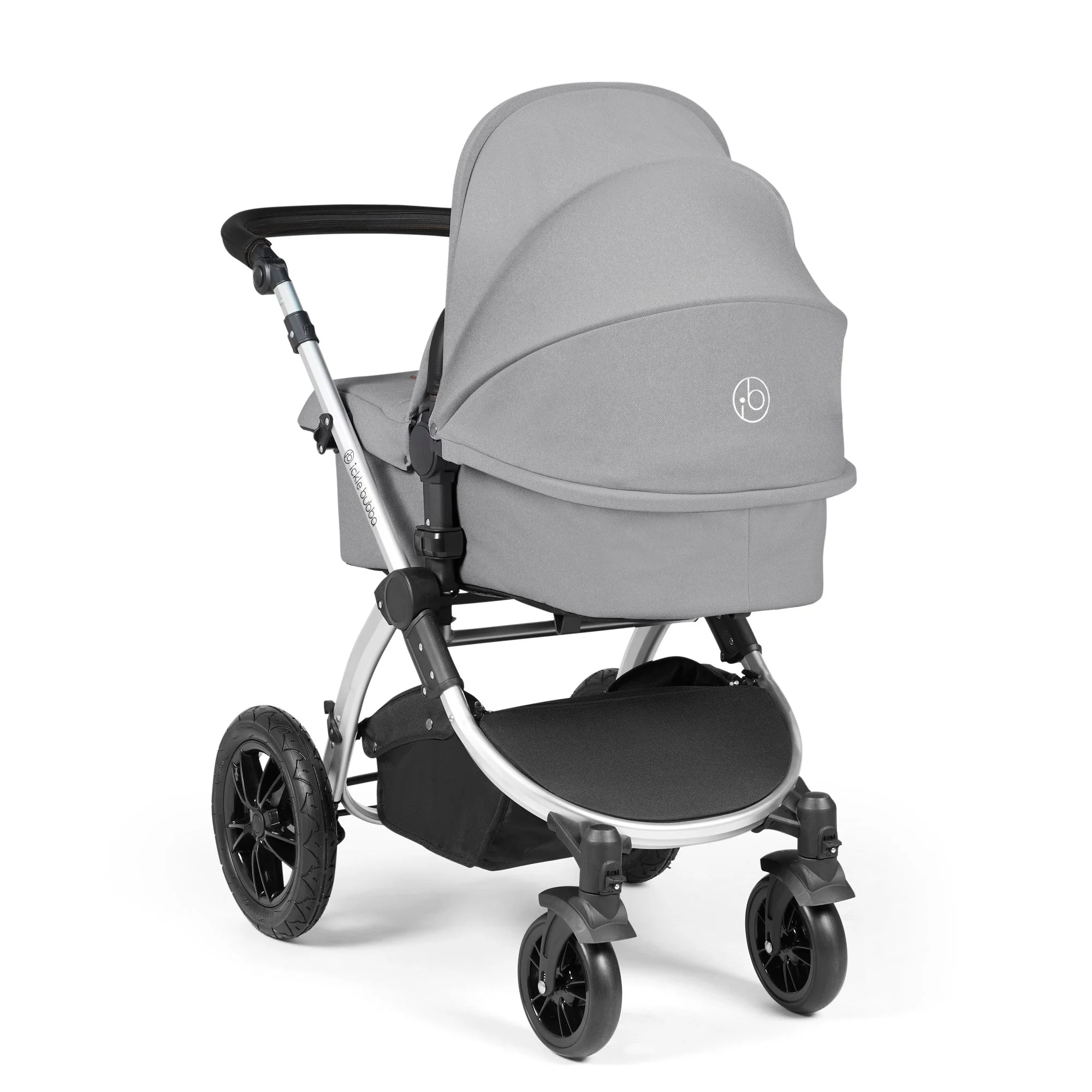 Ickle Bubba Stomp Luxe 9 Piece Pram - Silver / Pearl Grey / Black - Image 5