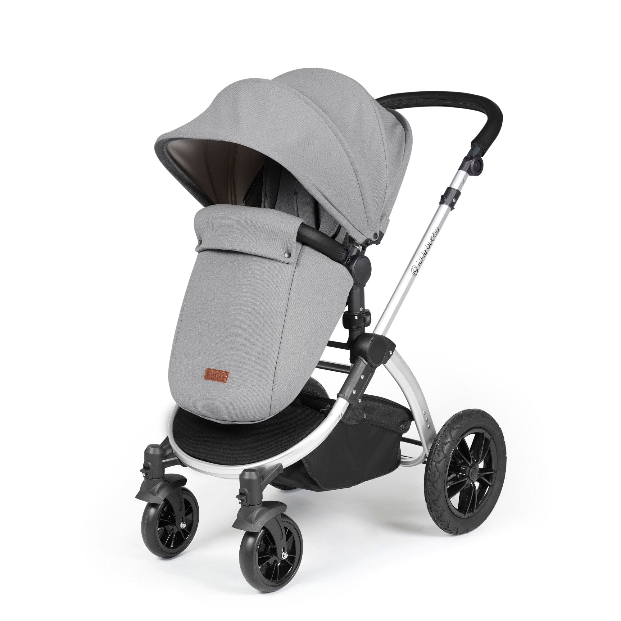 Ickle Bubba Stomp Luxe 9 Piece Pram - Silver / Pearl Grey / Black - Image 7