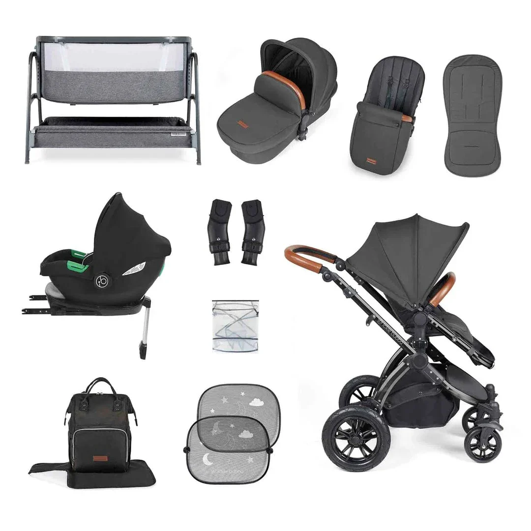 Ickle Bubba Stomp Luxe (Cirrus) Travel System with Bubba & Me - Black / Charcoal Grey / Tan