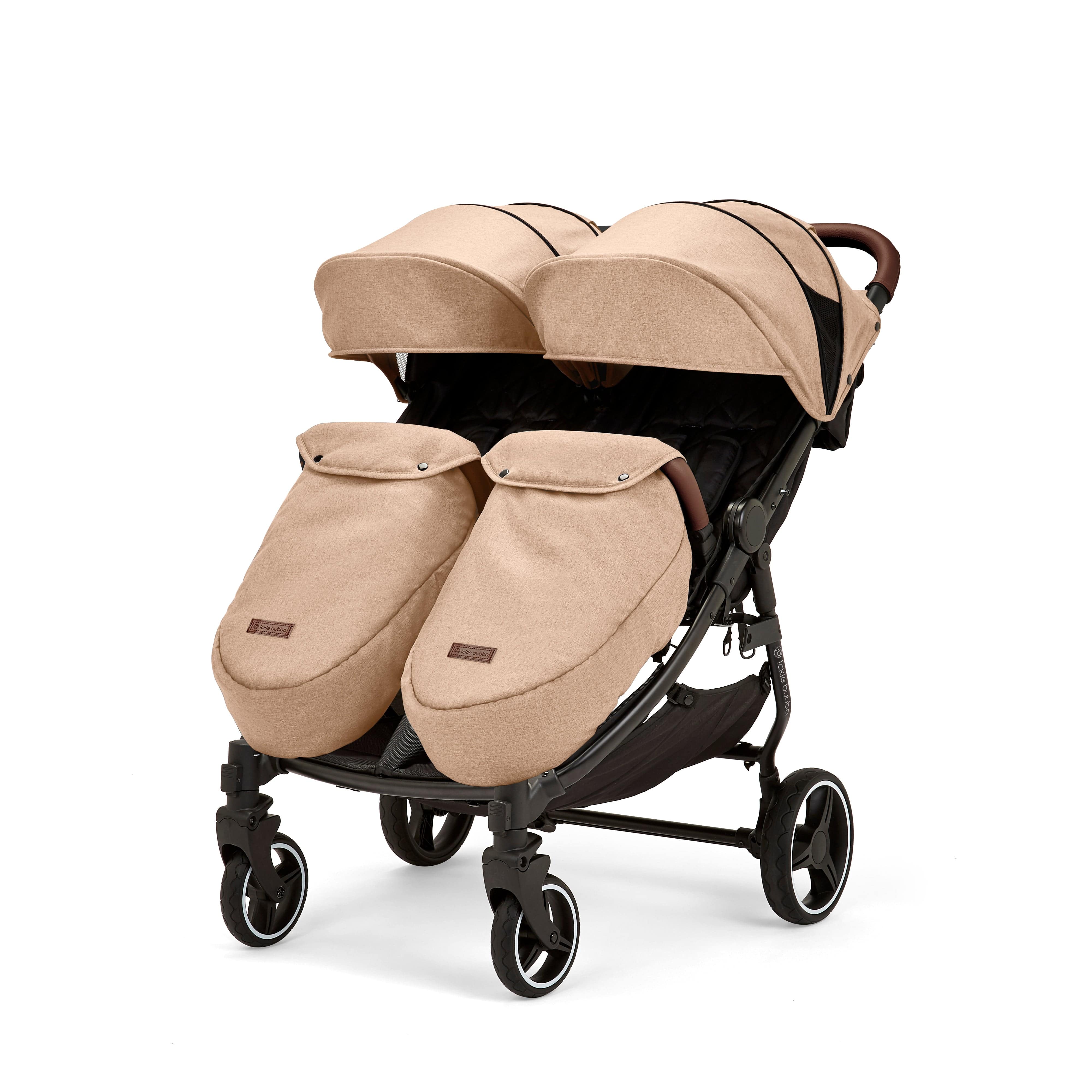 Ickle Bubba Venus Max Double Stroller - Black / Biscuit / Tan - Image 3