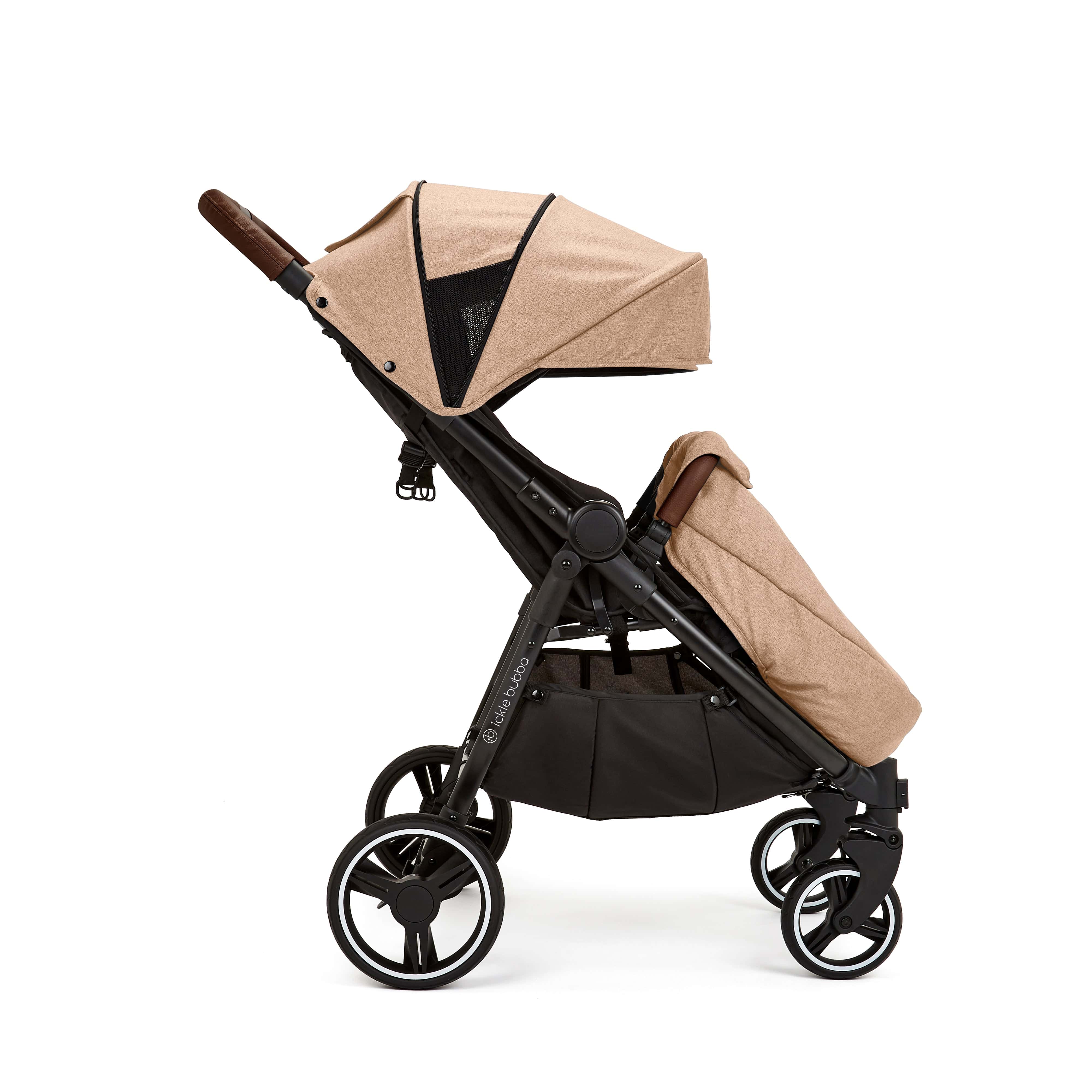 Ickle Bubba Venus Max Double Stroller - Black / Biscuit / Tan - Image 4