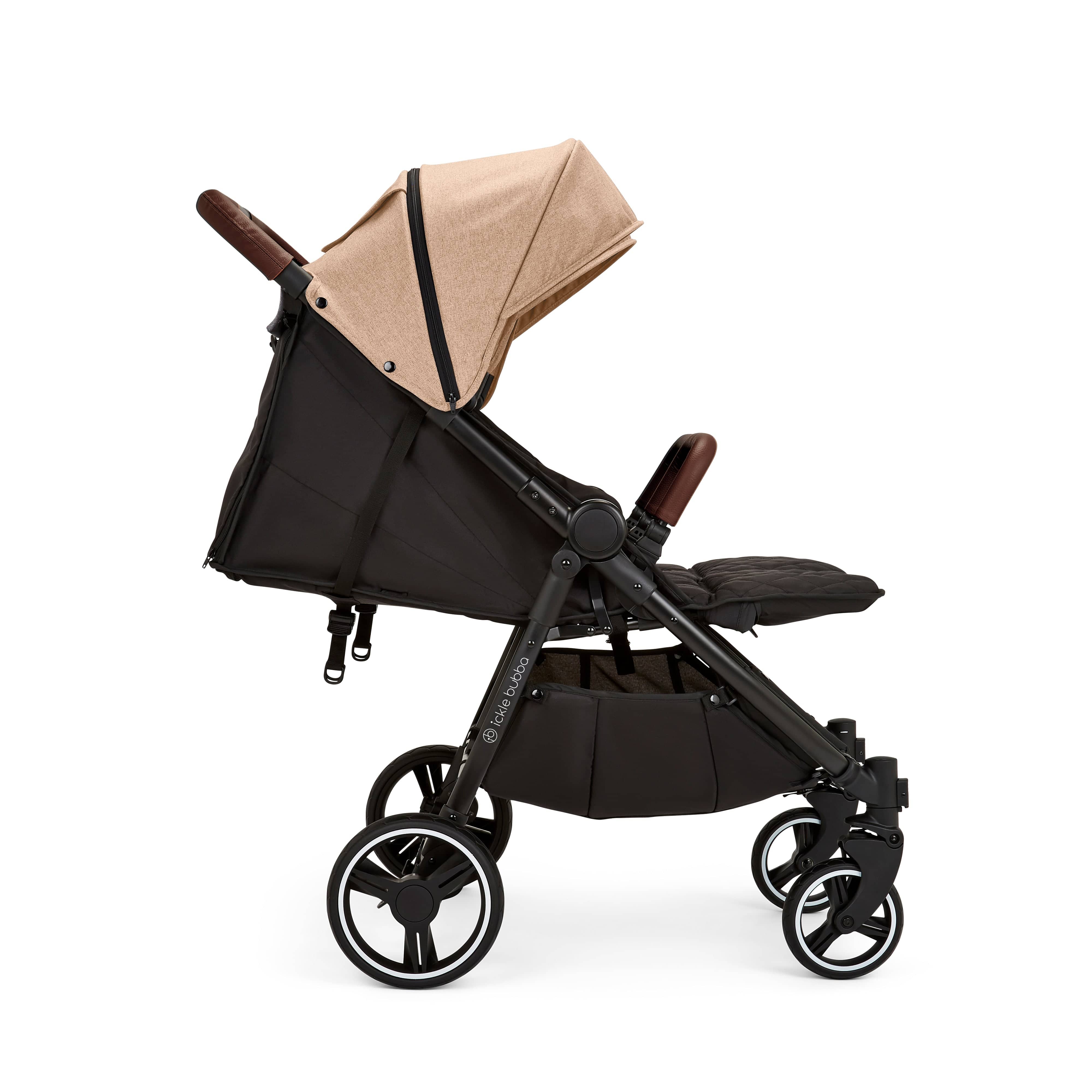 Ickle Bubba Venus Max Double Stroller - Black / Biscuit / Tan - Image 5