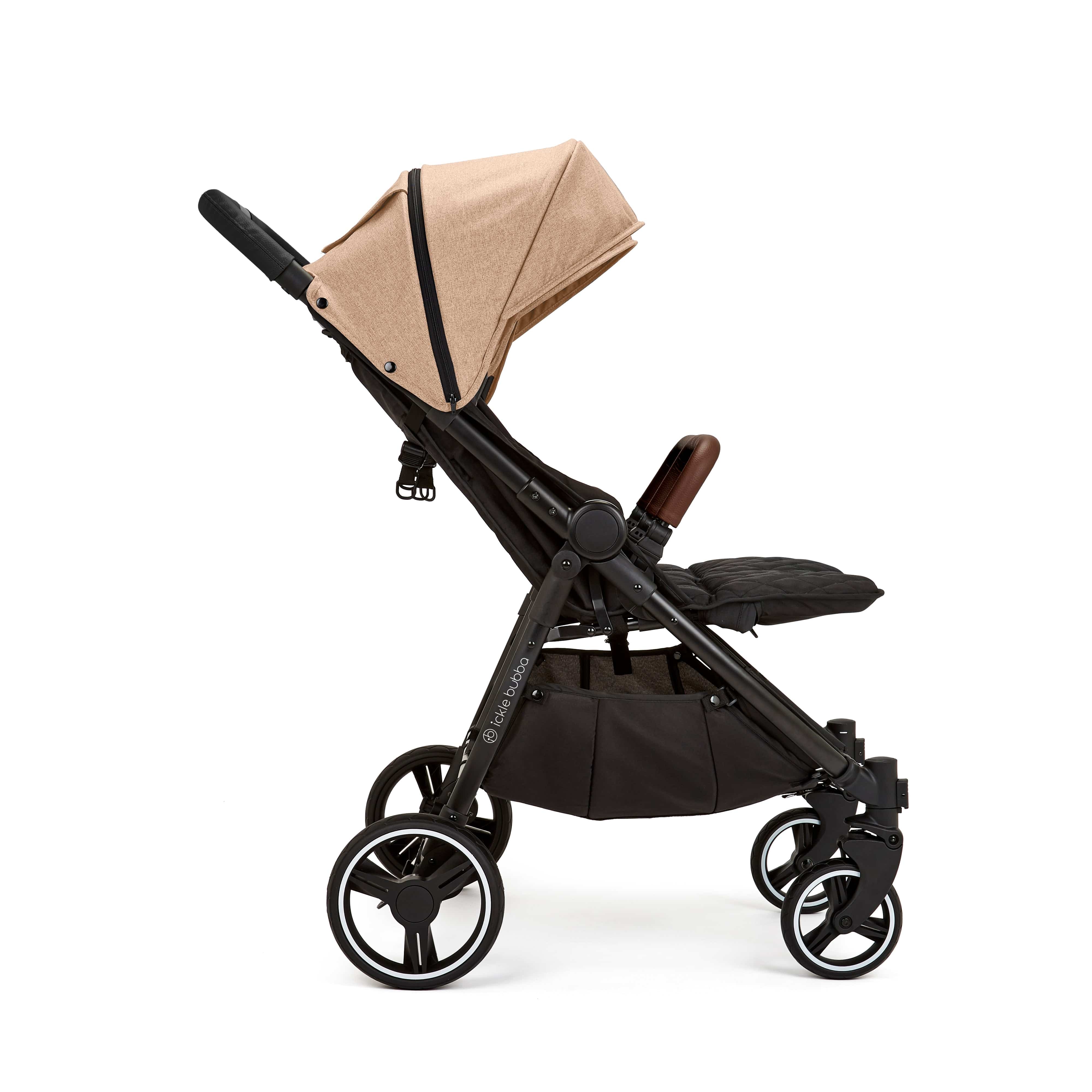 Ickle Bubba Venus Max Double Stroller - Black / Biscuit / Tan - Image 6
