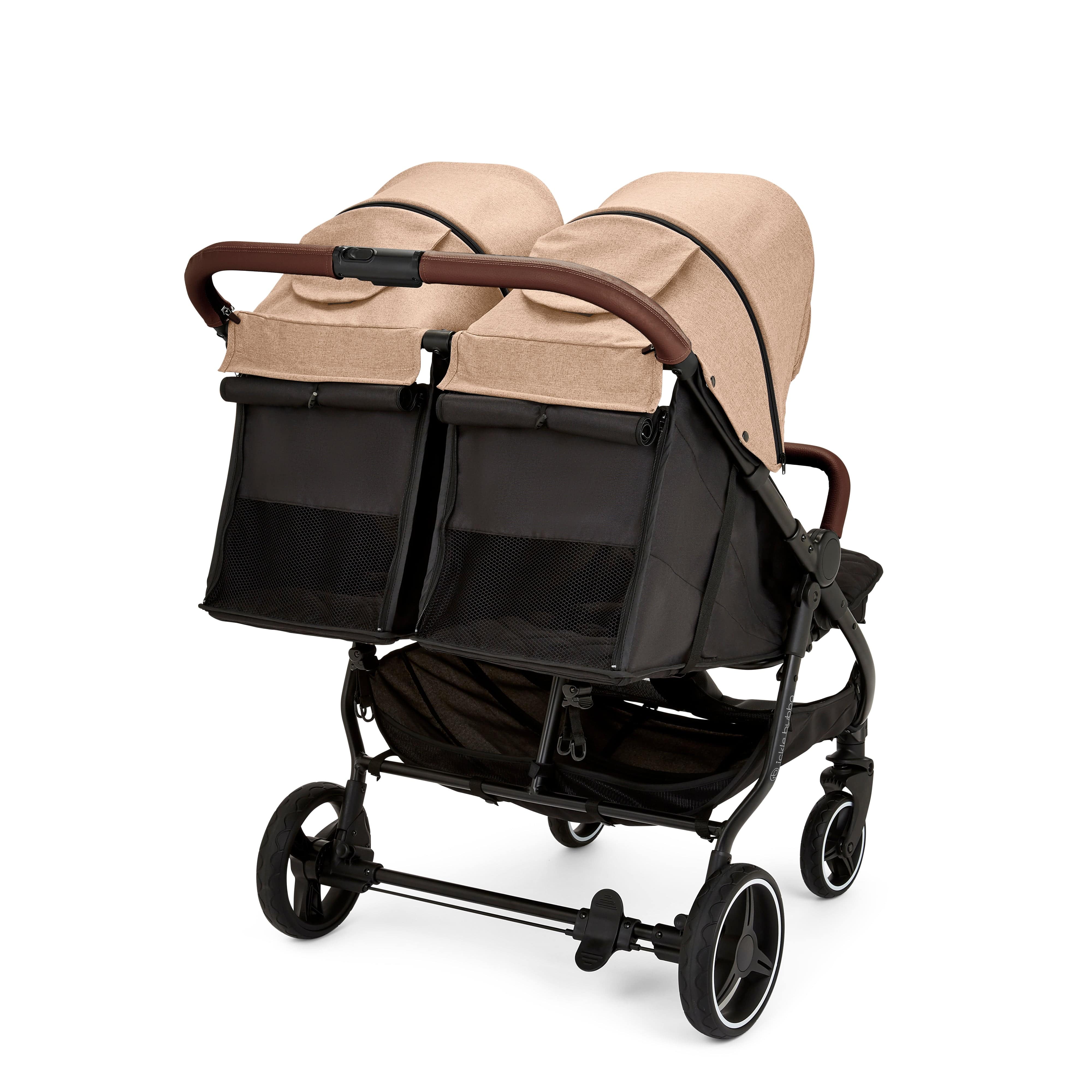Ickle Bubba Venus Max Double Stroller - Black / Biscuit / Tan - Image 9