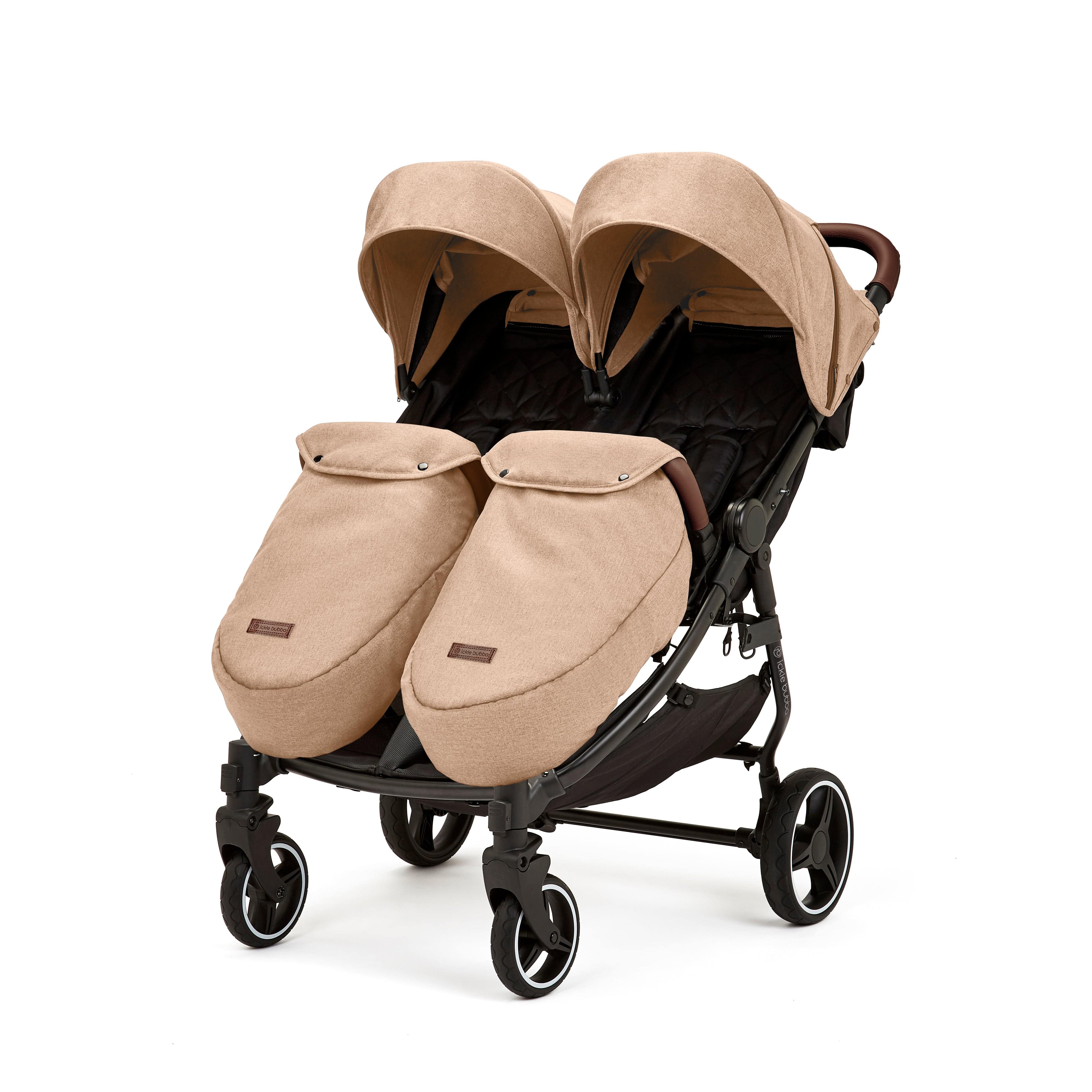 Ickle Bubba Venus Prime Double Stroller - Black / Biscuit / Tan - Image 4