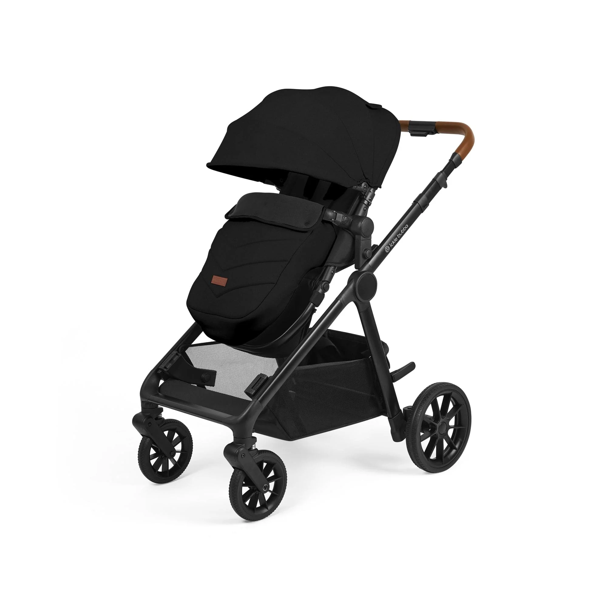 Ickle Bubba Virgo Growing Family 11 Piece Pram - Black / Black / Tan - Image 3