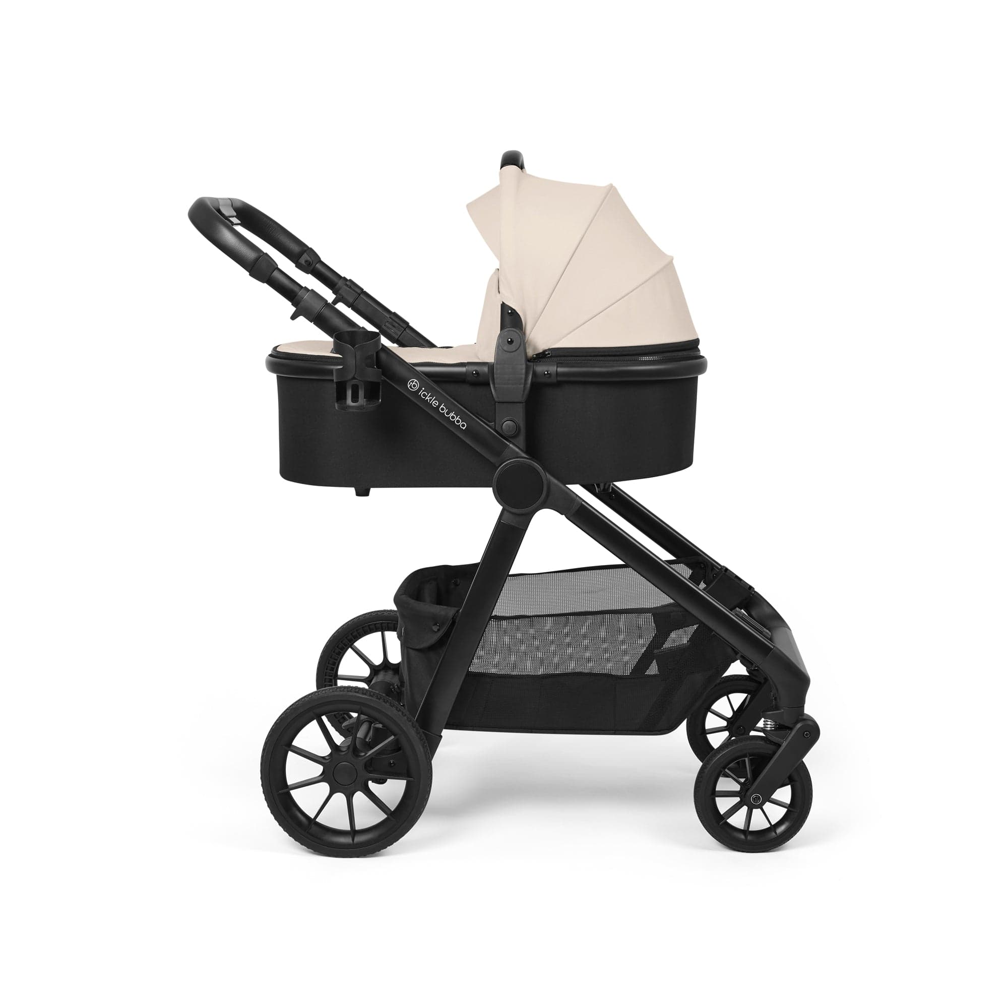 Ickle Bubba Virgo Growing Family 14 Piece Travel System with i-Size Cirrus Car Seat & ISOFIX Base - Black / Stone / Black - Image 2