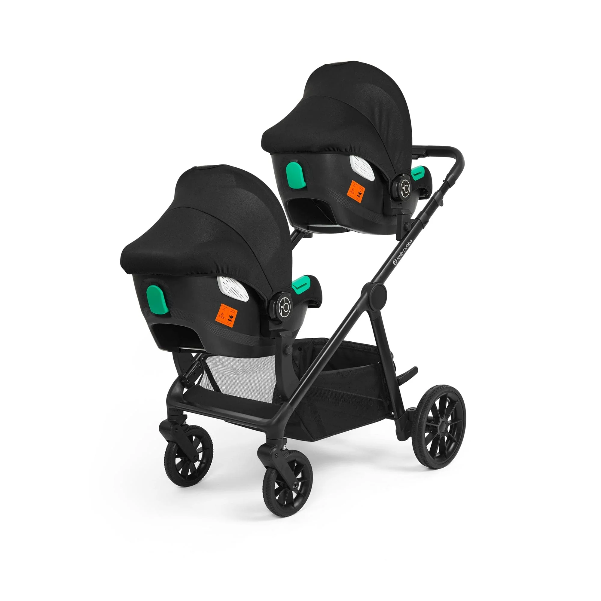 Ickle Bubba Virgo Twin 18 Piece Travel System with i-Size Cirrus Car Seats & ISOFIX Bases - Black / Stone / Black - Image 7