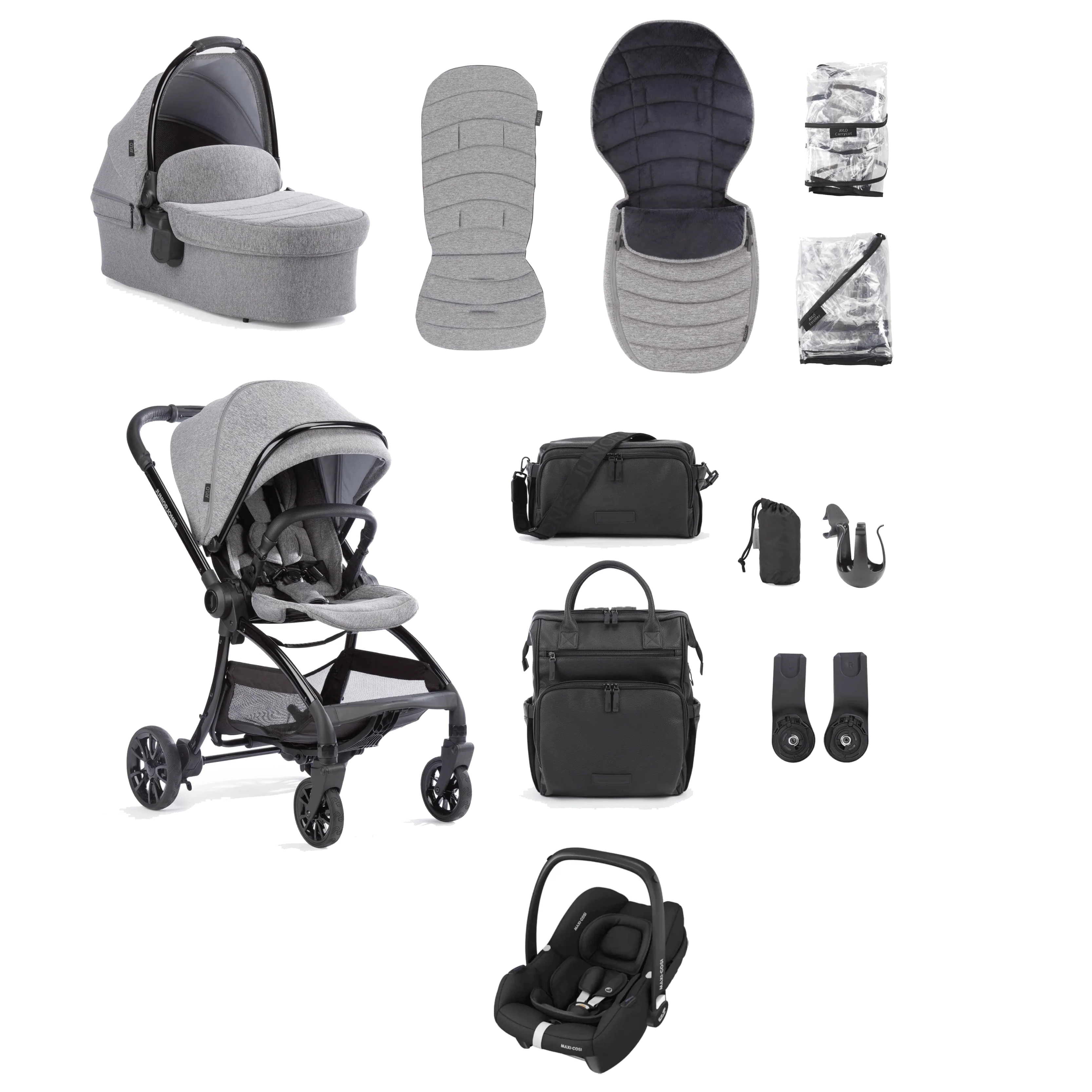 Junior Jones Aylo (Cabriofix i-Size) Car Seat Bundle - Grey Marl