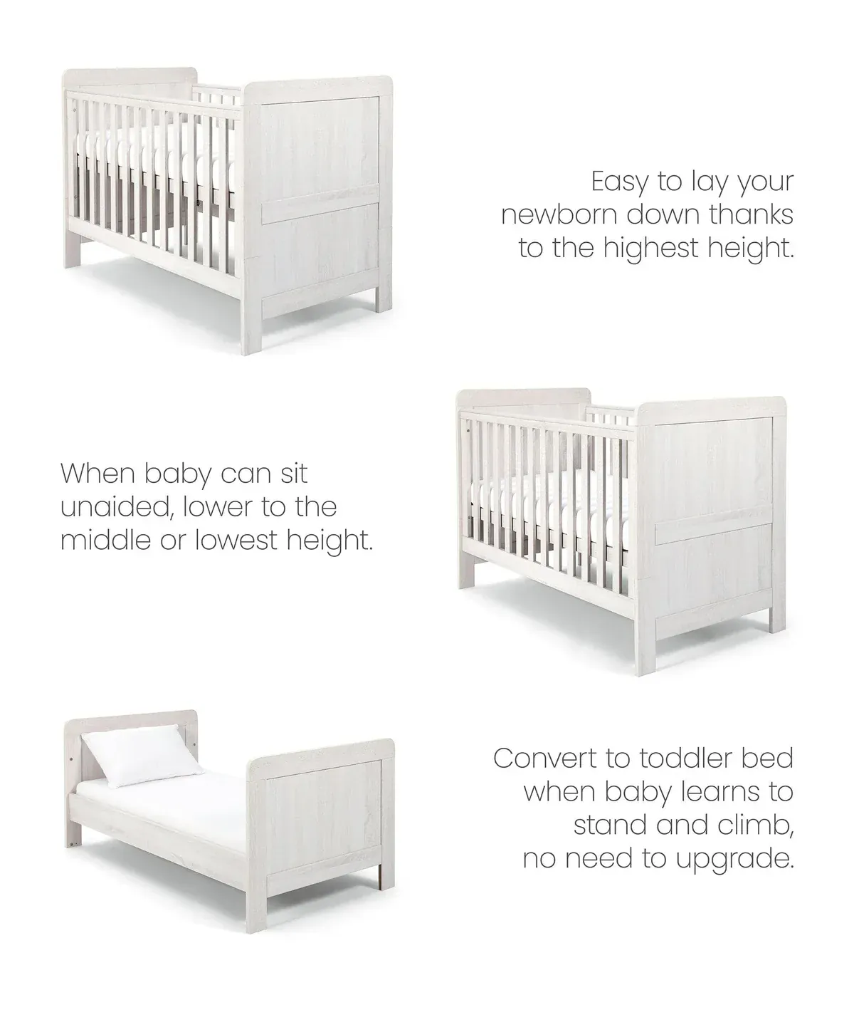 Mamas & Papas Atlas Cot / Toddler Bed - Nimbus White - Image 6
